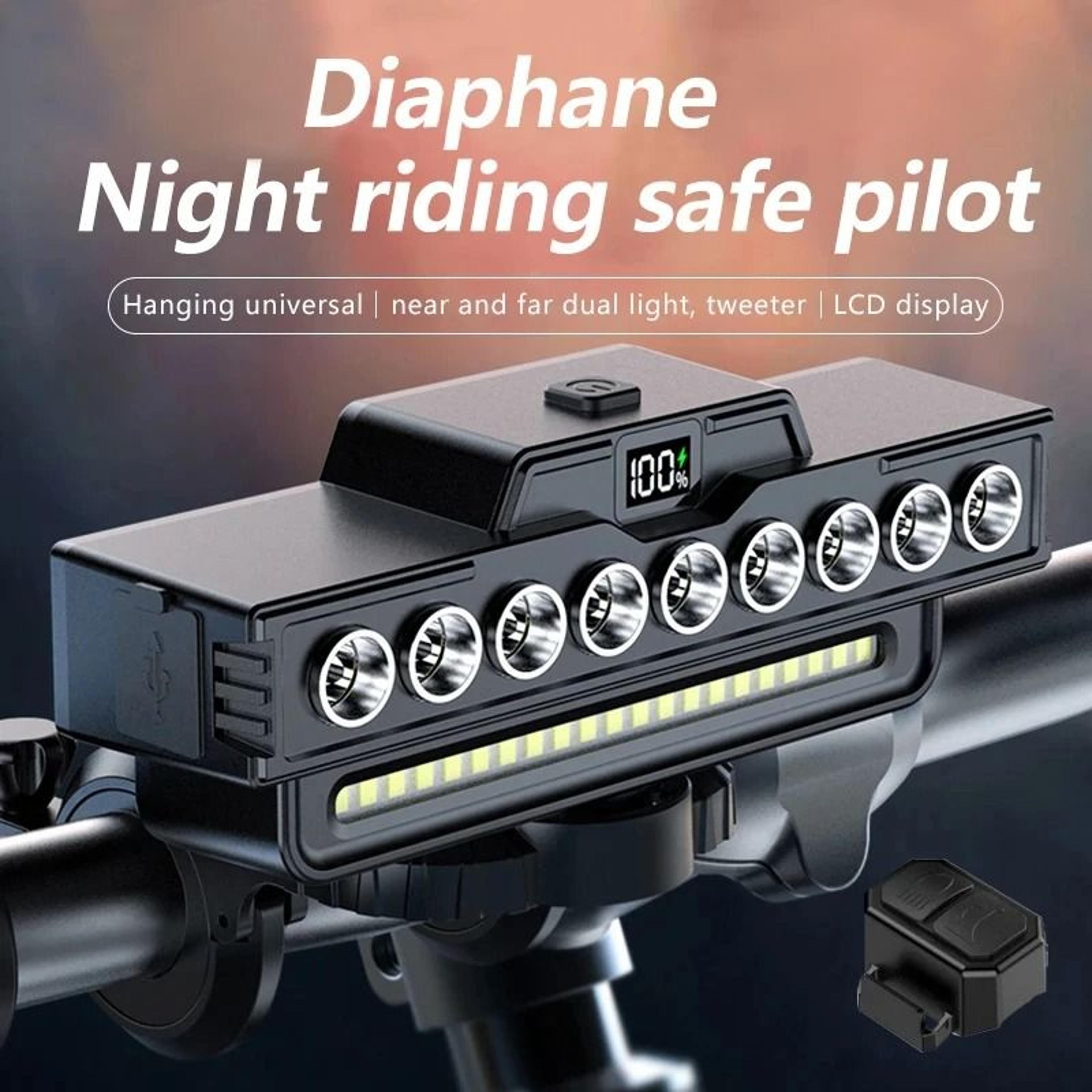 Bicycle Front Headlight With Integrated Horn  TypeC Rechargeable MTB Safety Light 0