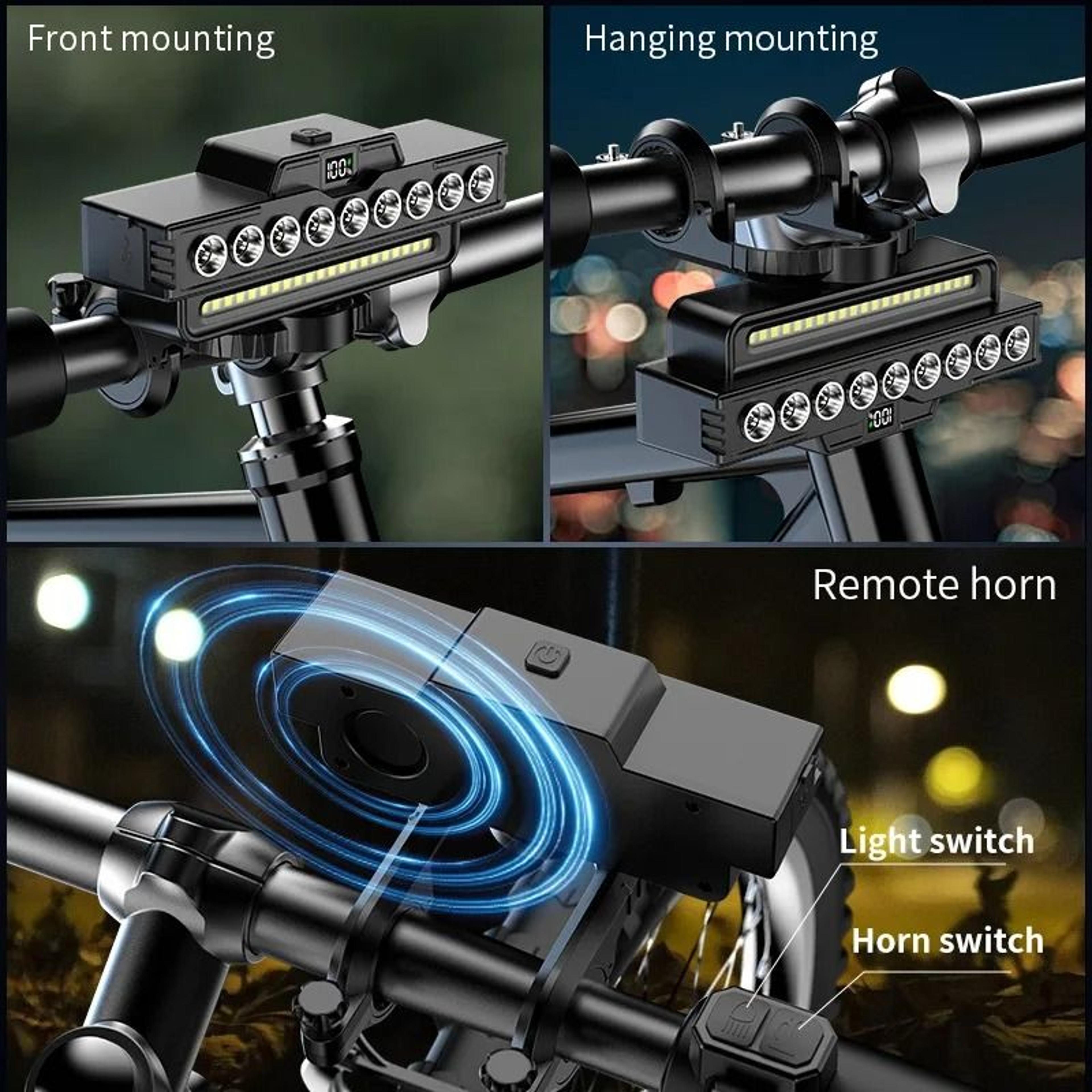 Bicycle Front Headlight With Integrated Horn  TypeC Rechargeable MTB Safety Light 5