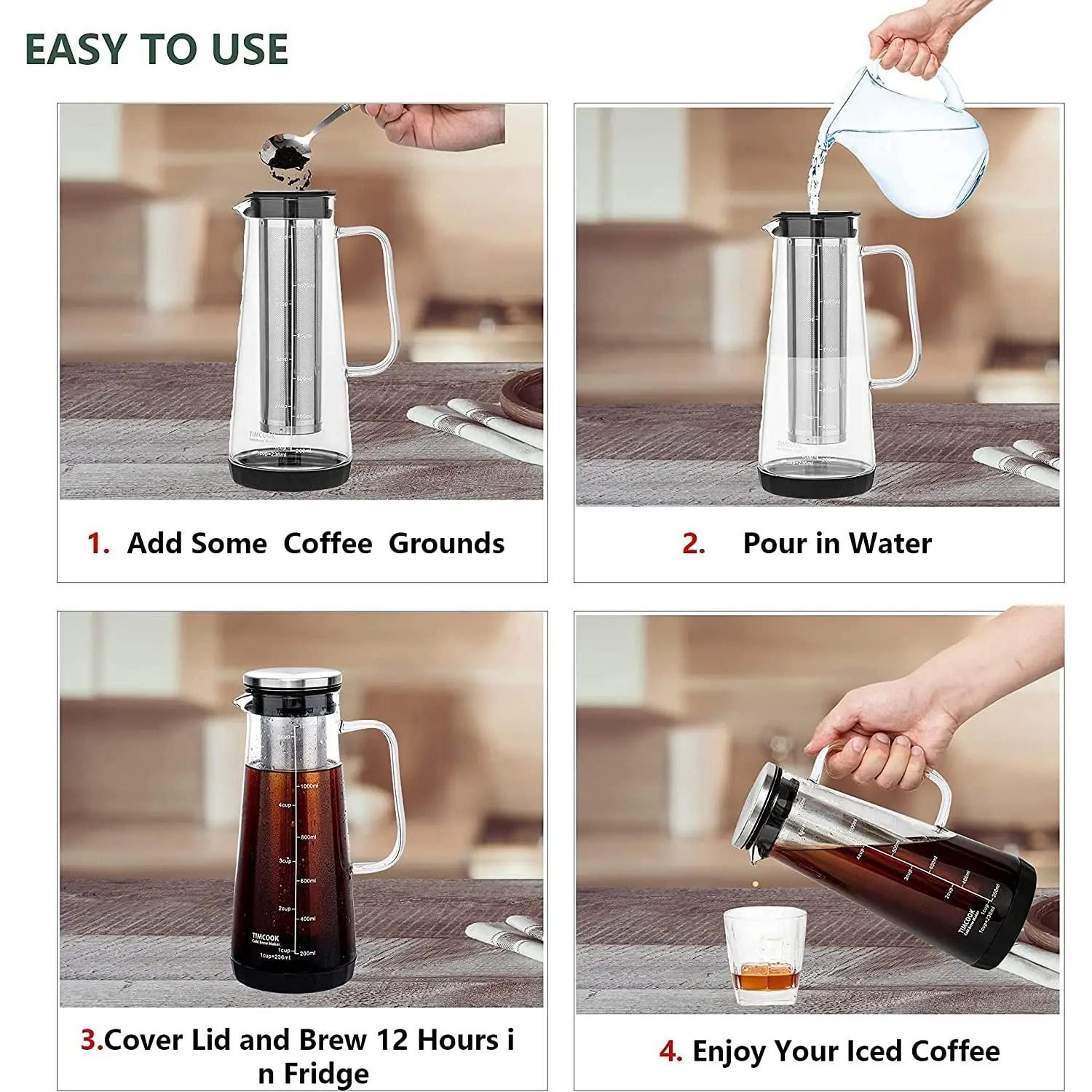 Airtight Cold Brew Iced Coffee Maker  10L Glass Carafe  Tea Infuser 3