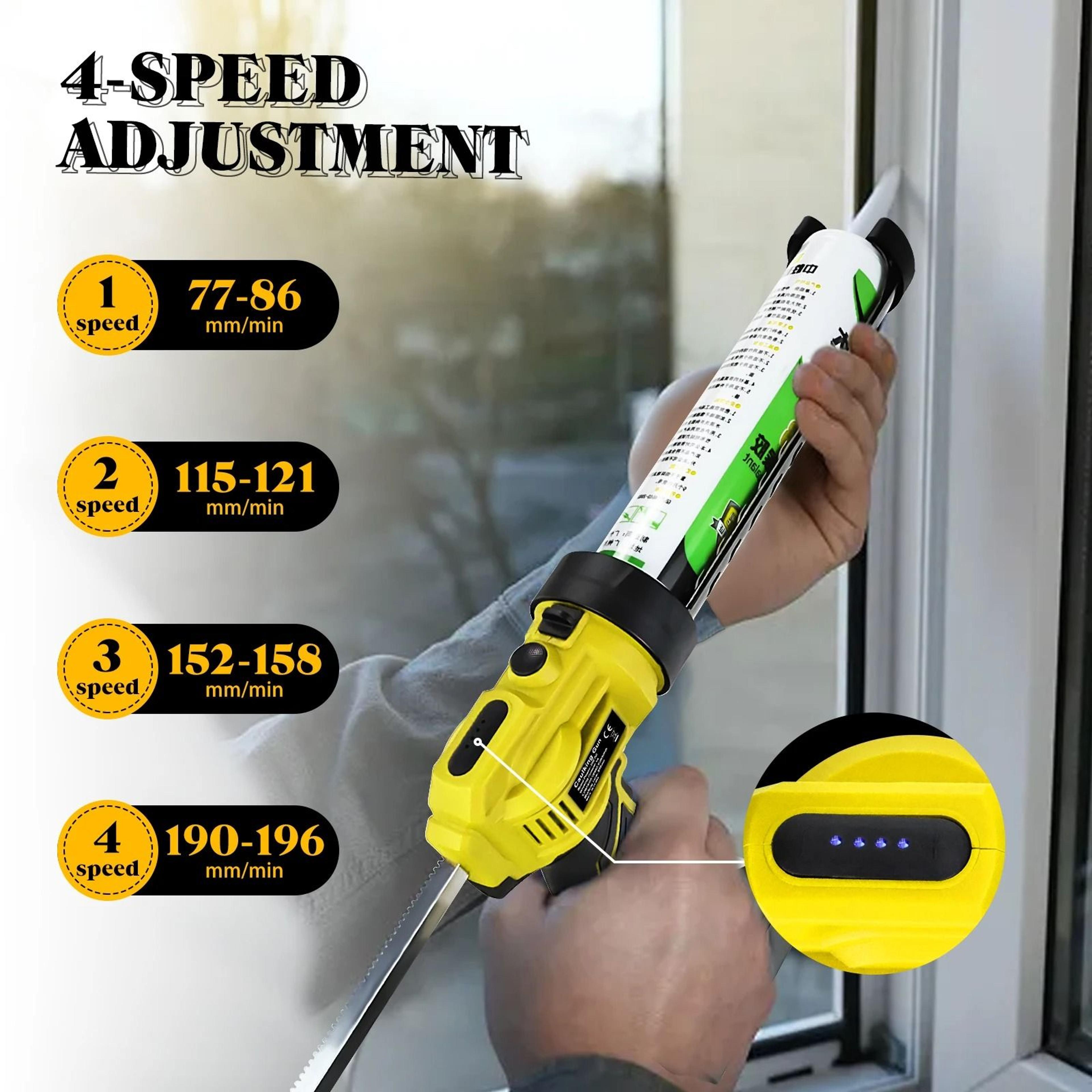 Cordless Electric Caulking Gun  4 Adjustable Speeds  LED Light 2