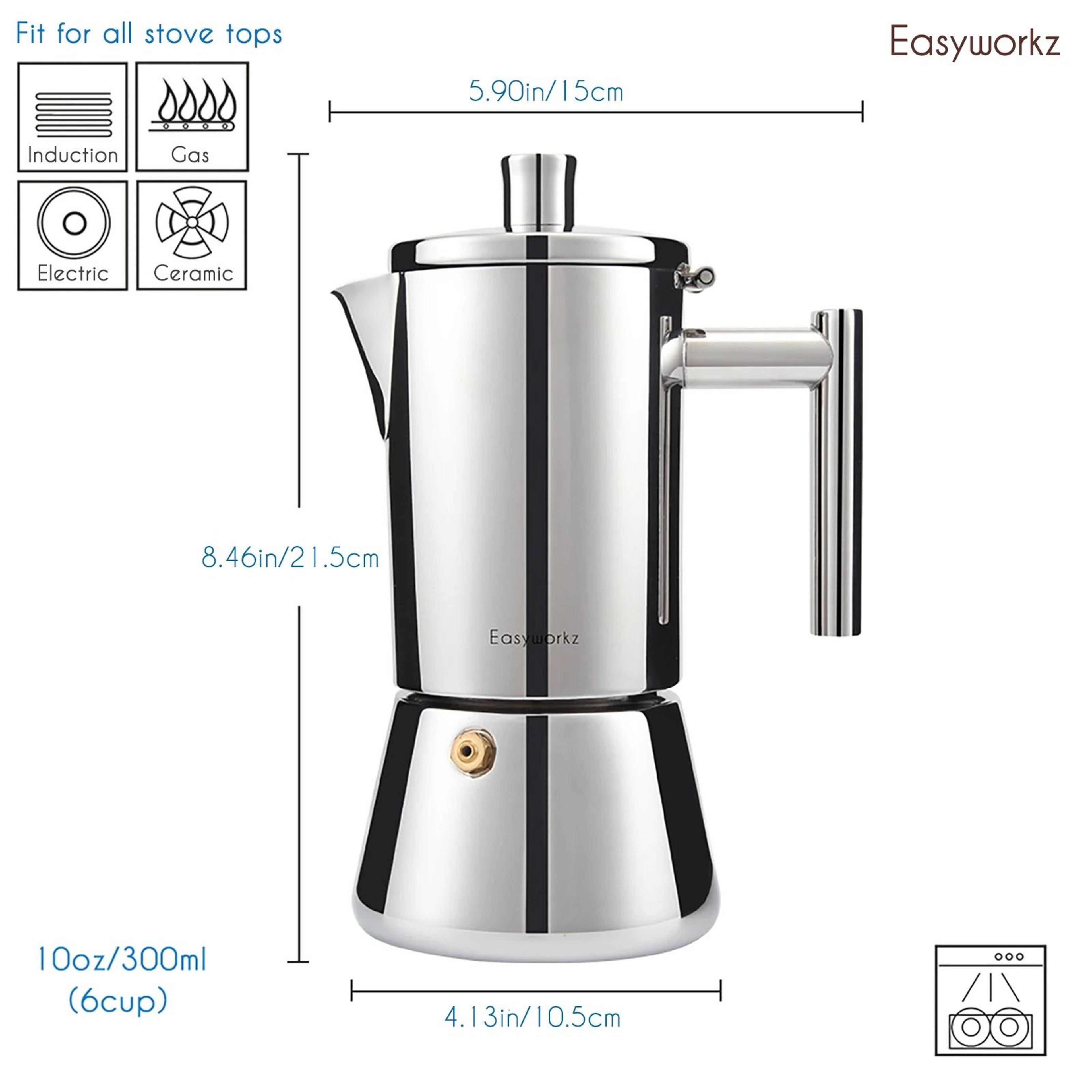 Premium Stainless Steel Moka Pot  InductionReady Stovetop Espresso Maker 2