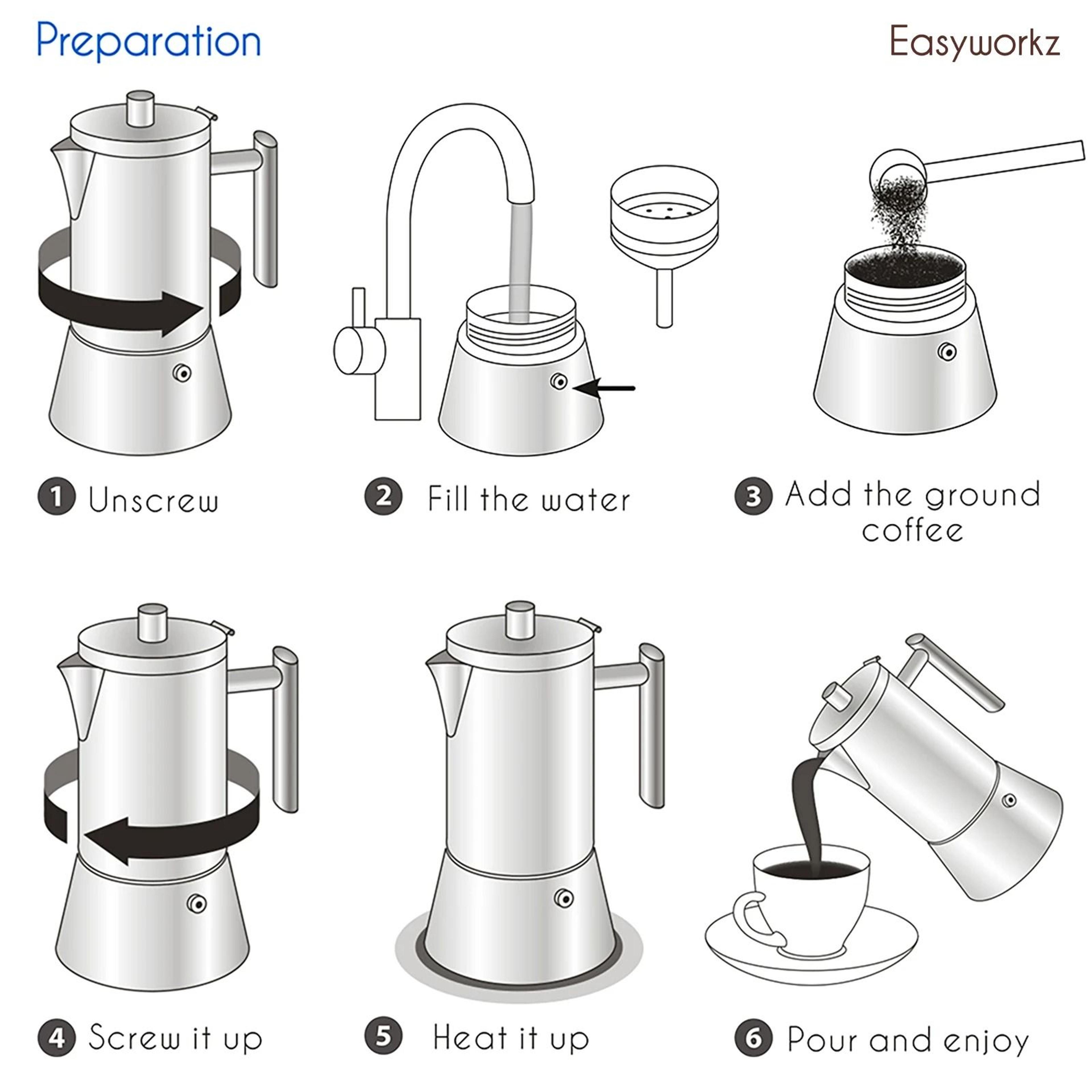Premium Stainless Steel Moka Pot  InductionReady Stovetop Espresso Maker 6