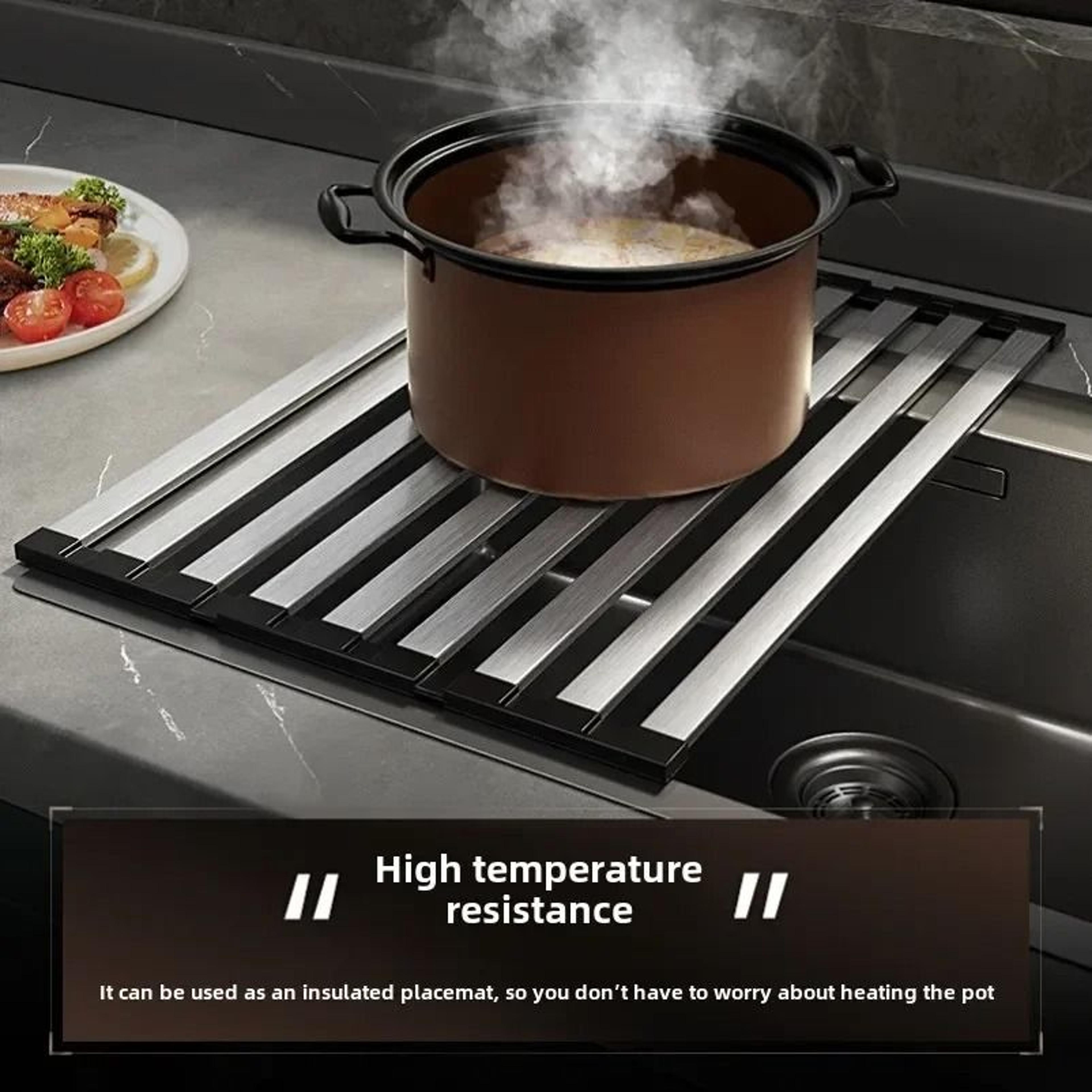 304 Stainless Steel Kitchen Sink Drain Rack  Retractable Dish Storage Basket 4