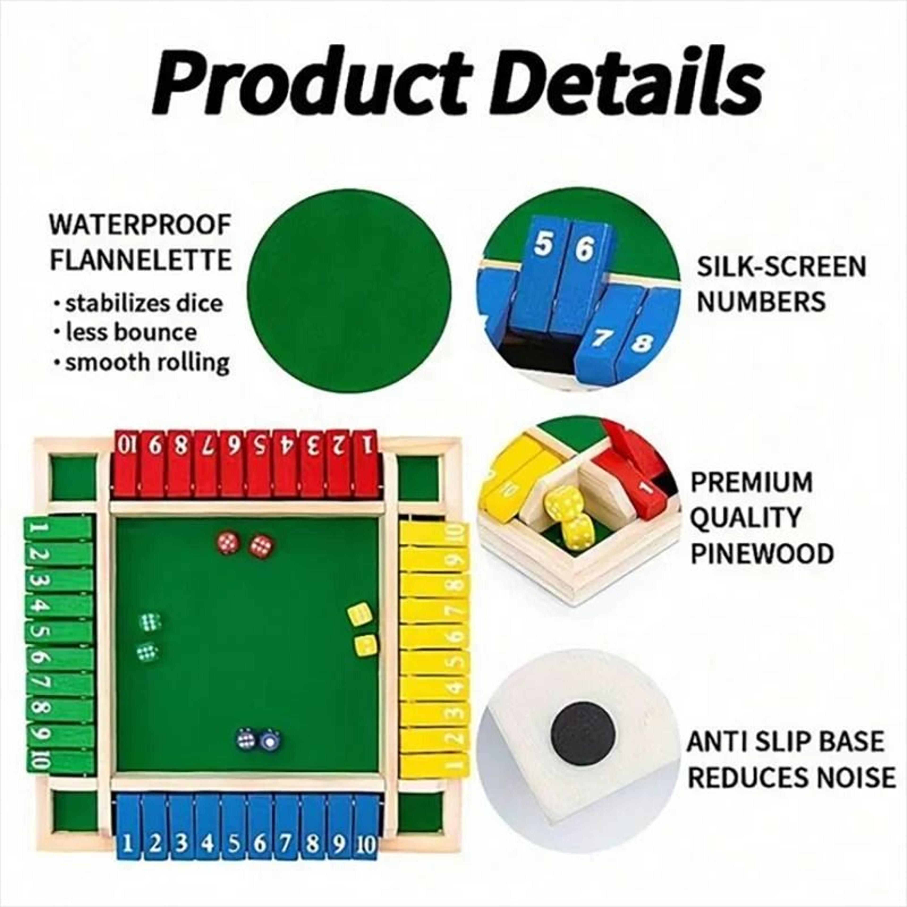 Classic 4Sided Wooden ShuttheBox Board Game 2