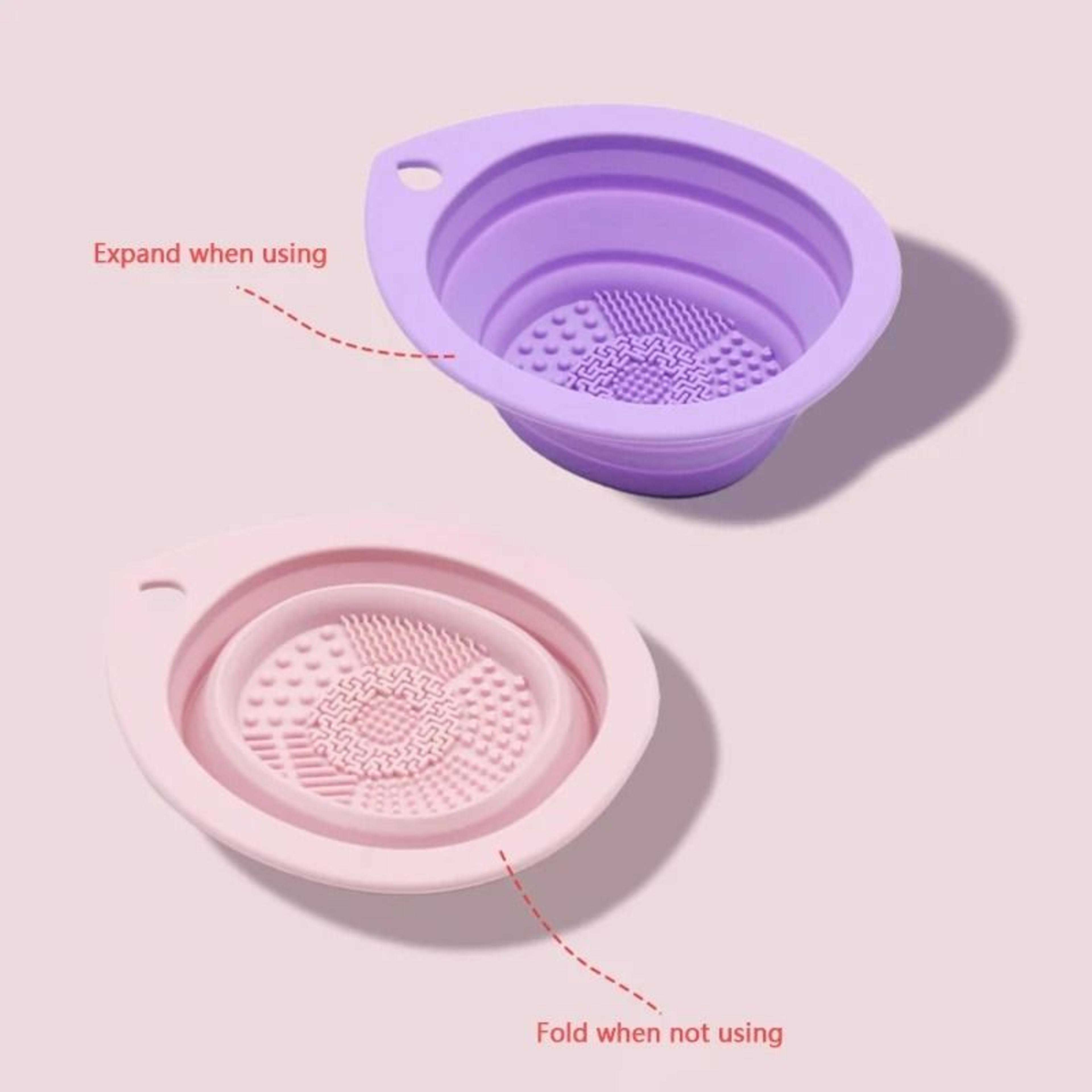 Folding Silicone Makeup Brush  Puff Cleaning Bowl 2