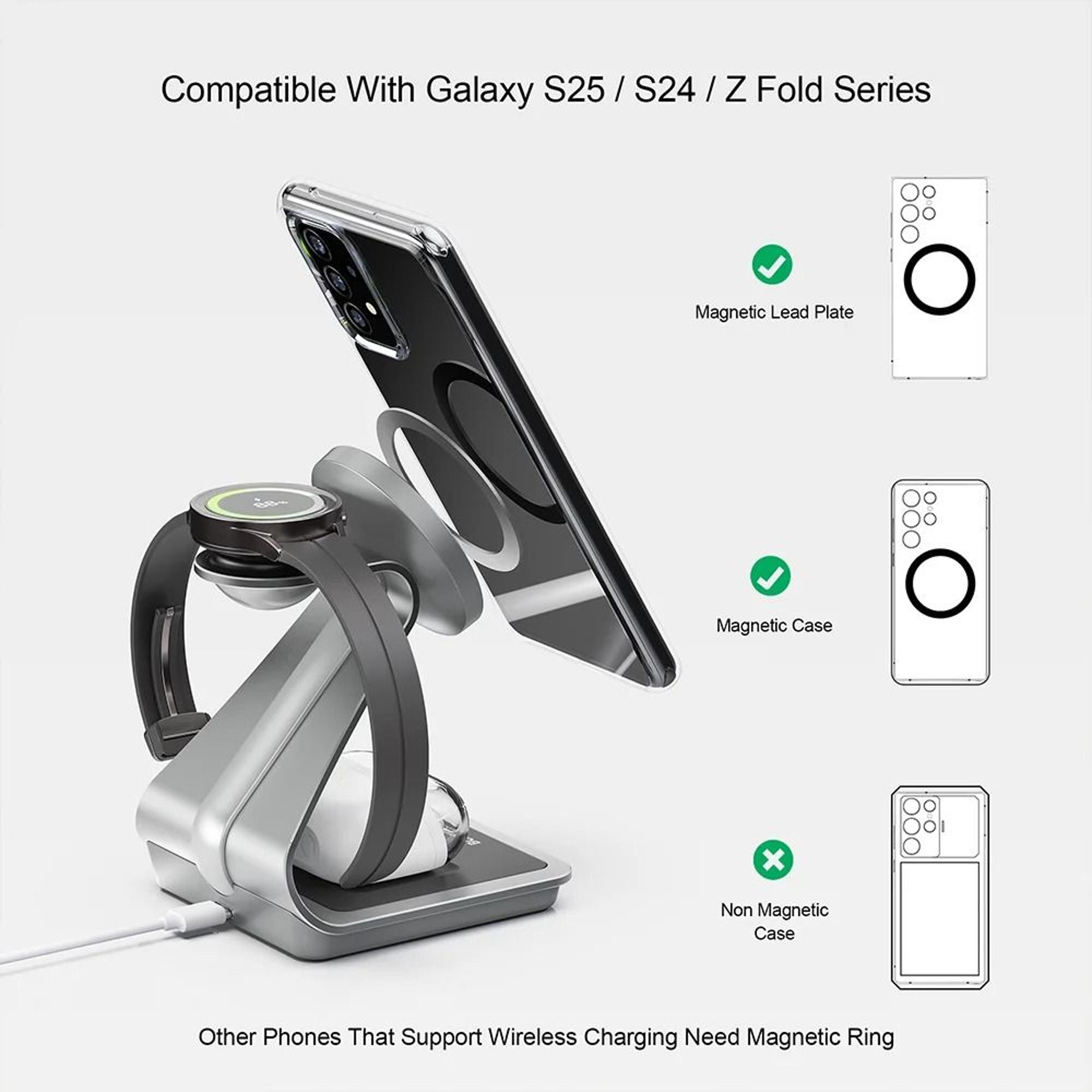 3in1 Metal Fast Wireless Charging Stand 0