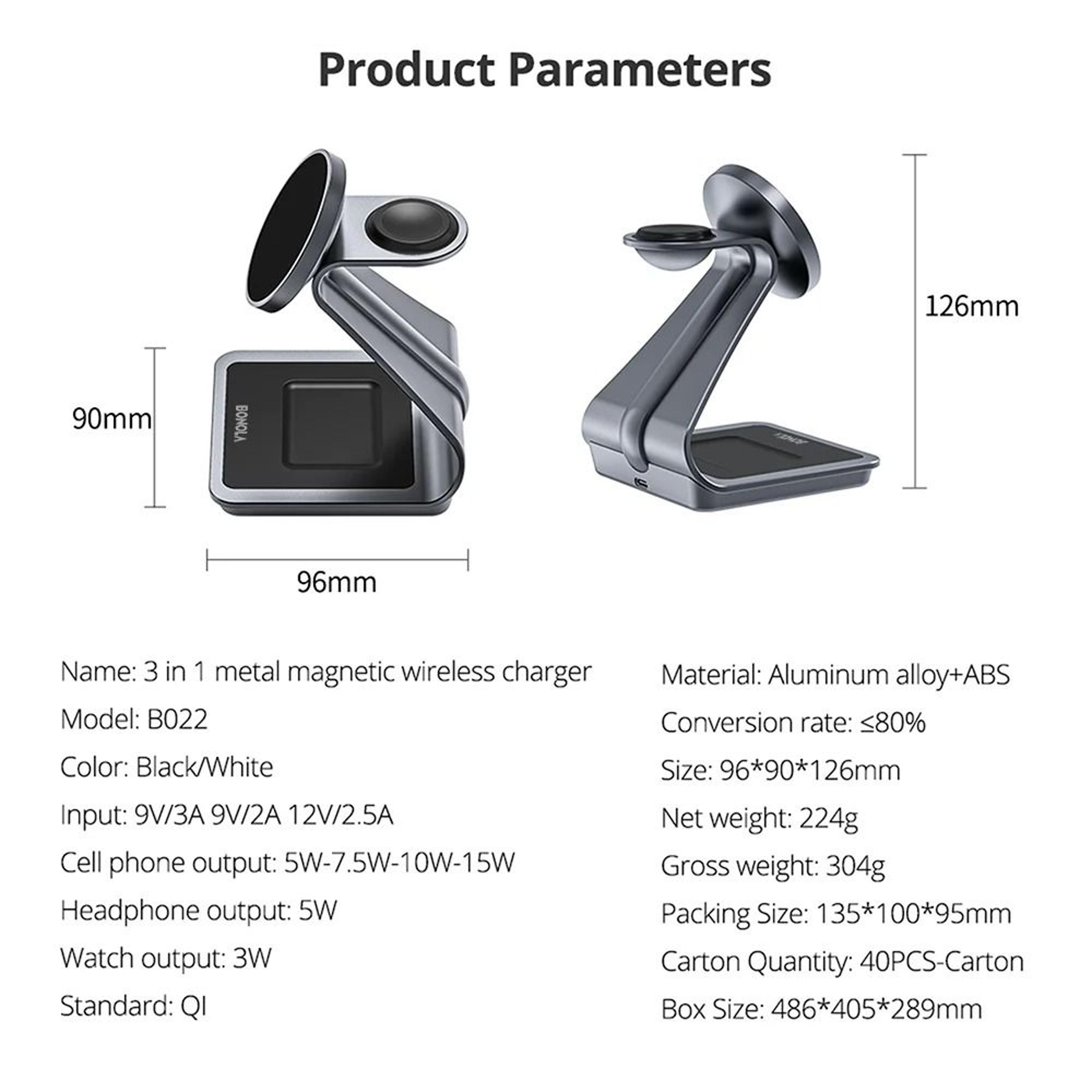 3in1 Metal Fast Wireless Charging Stand 4