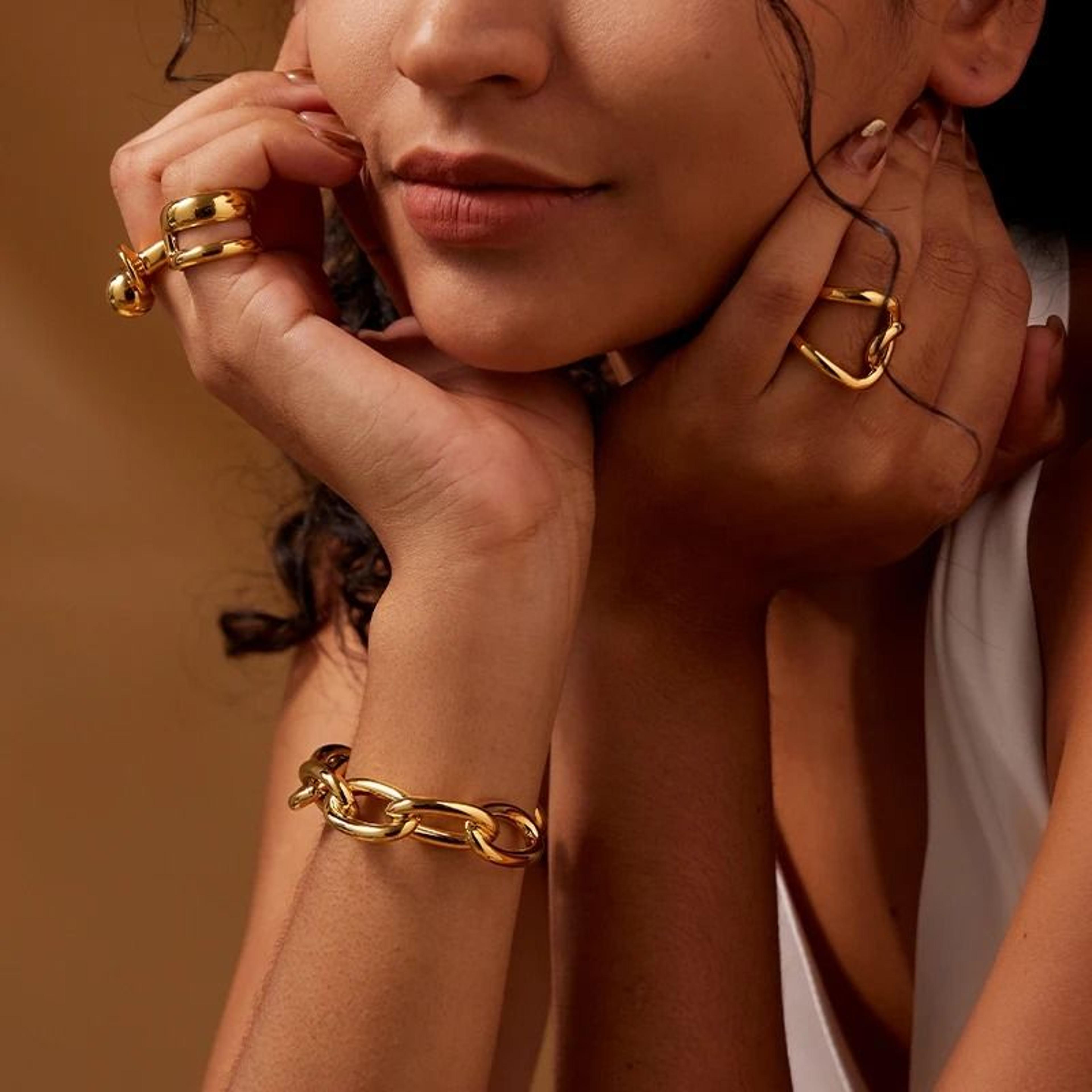 Gold Color Chain Cuff Bracelet 2