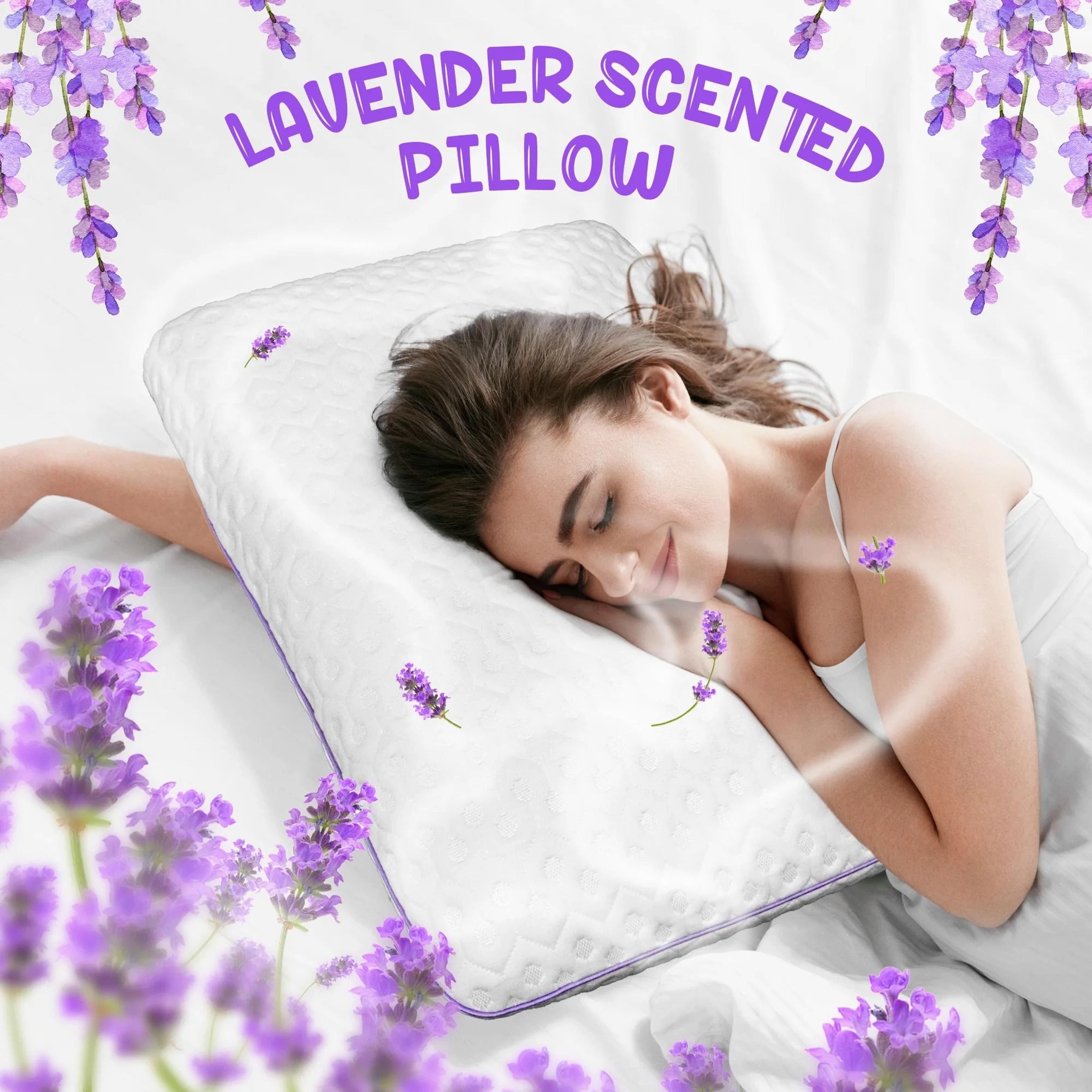 Purple Lavender Infused Cooling Memory Foam Pillow 2
