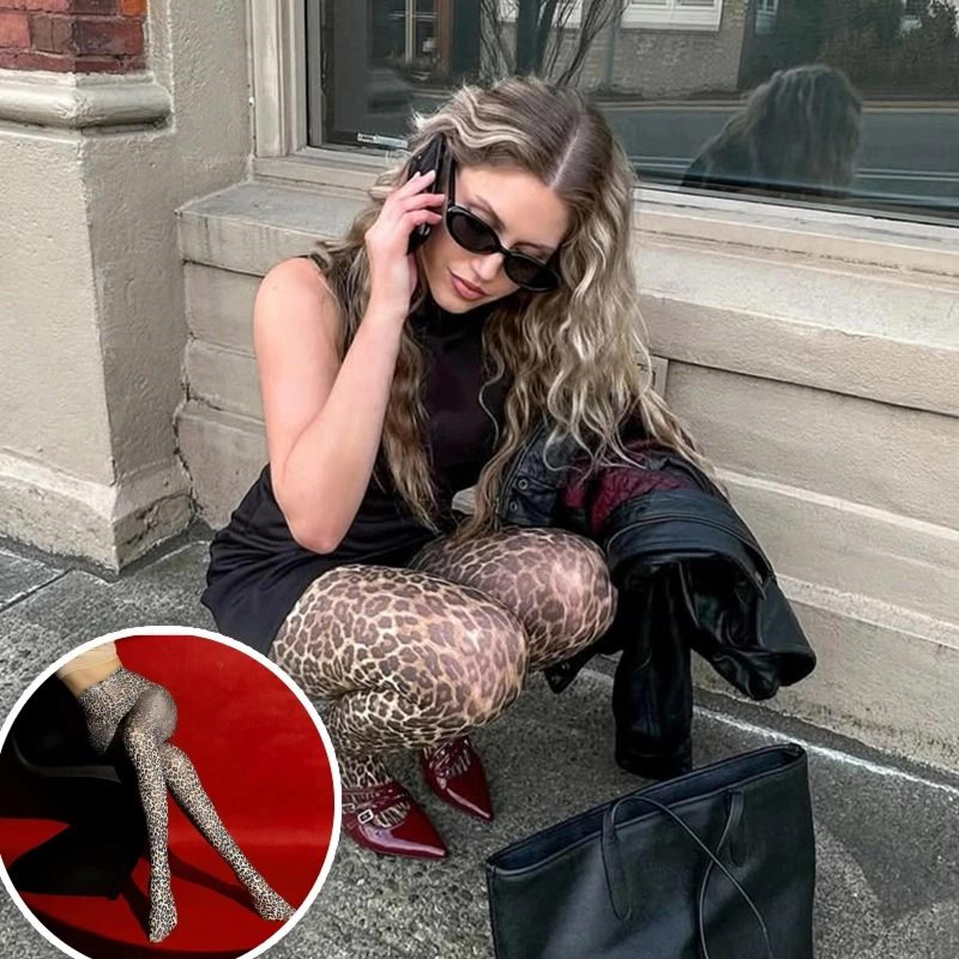 leopard print fashion tights