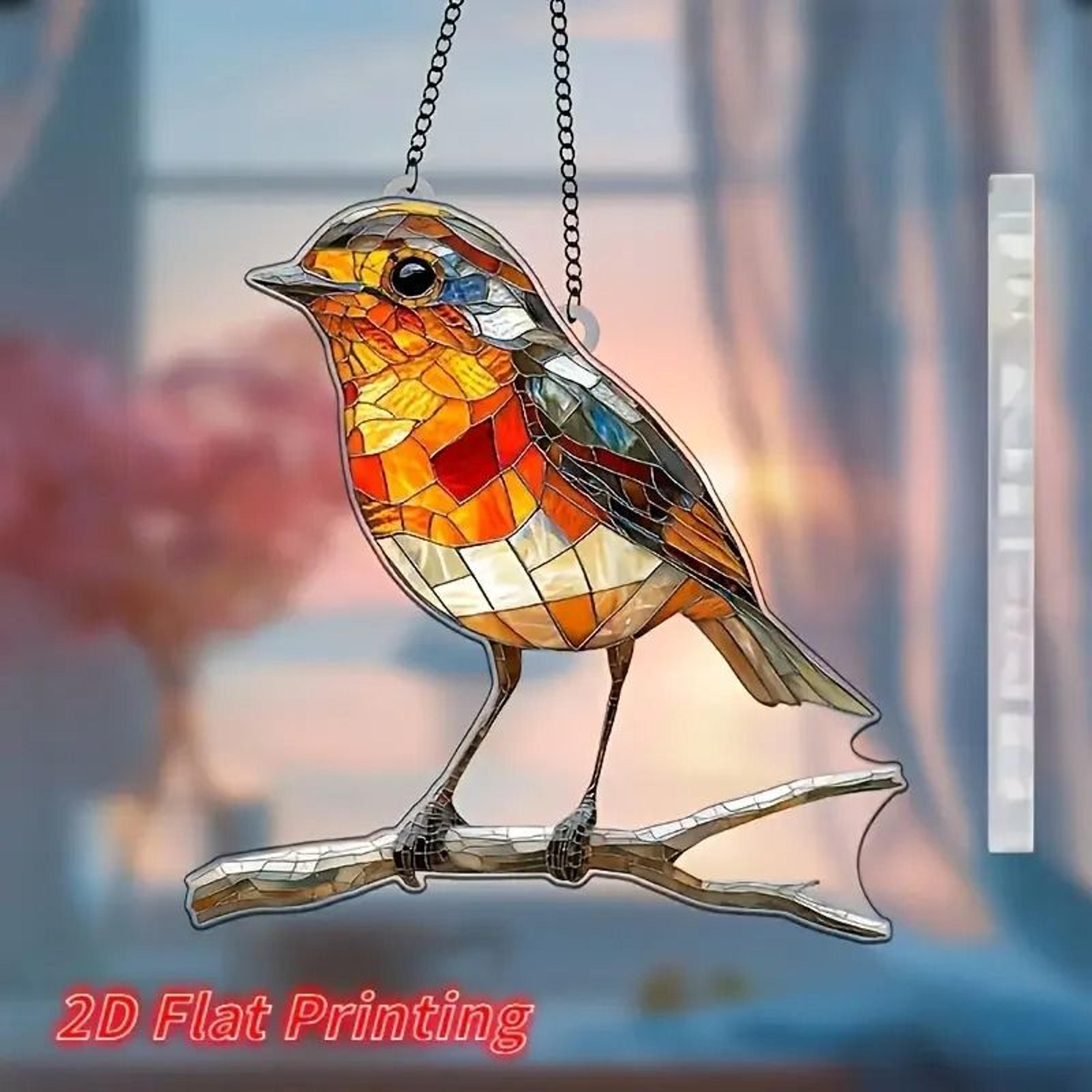 2D Flat Acrylic Robin Sun Catcher 8x8 In For Kitchen  Garden Wall Decor 3
