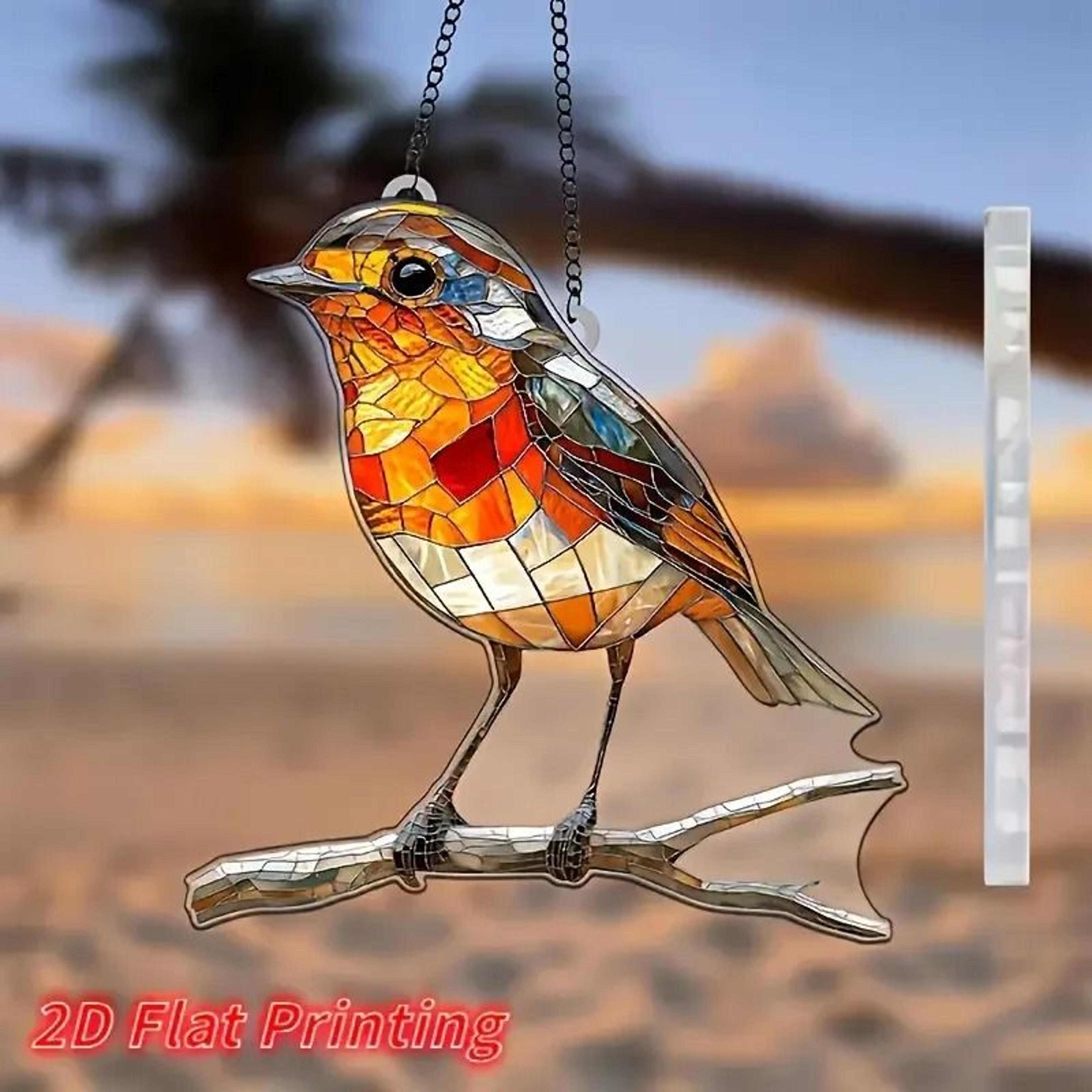 2D Flat Acrylic Robin Sun Catcher 8x8 In For Kitchen  Garden Wall Decor 6