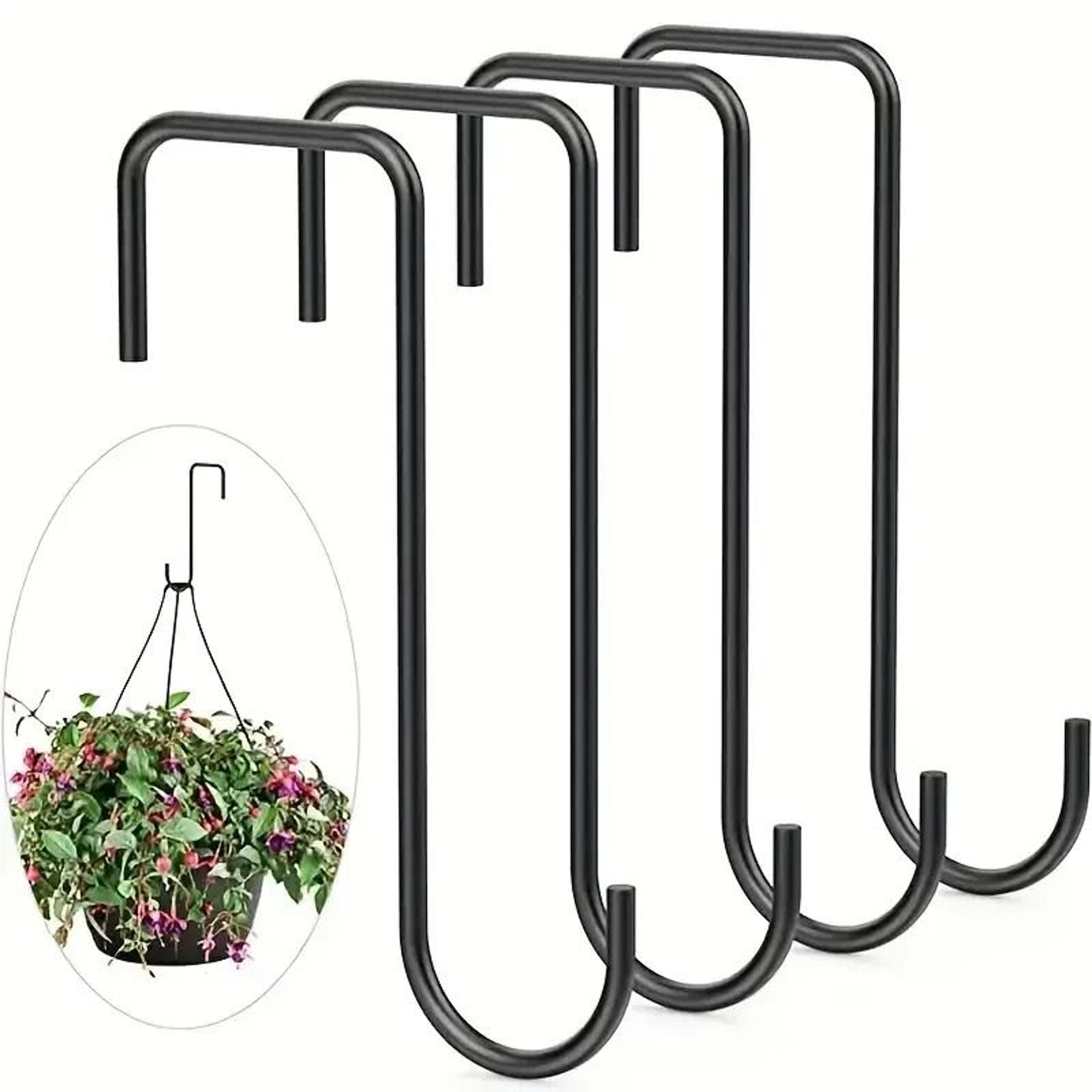 4 HeavyDuty Black Fence Hooks For Hanging Plants Bird Feeders  Lanterns  IndoorOutdoor Use 0