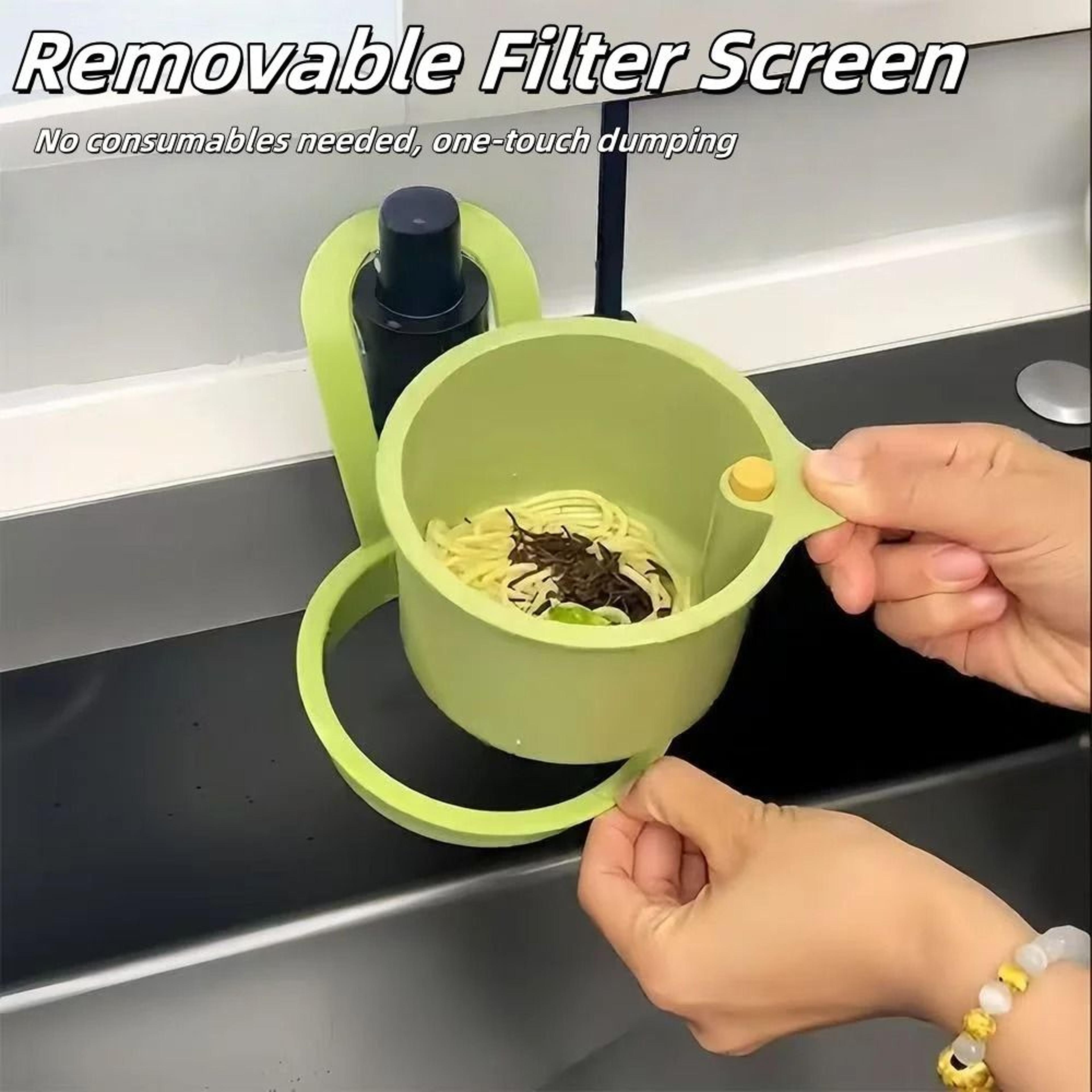 OneTouch Press Drain Basket  Removable Sink Strainer  Kitchen Storage Holder 6