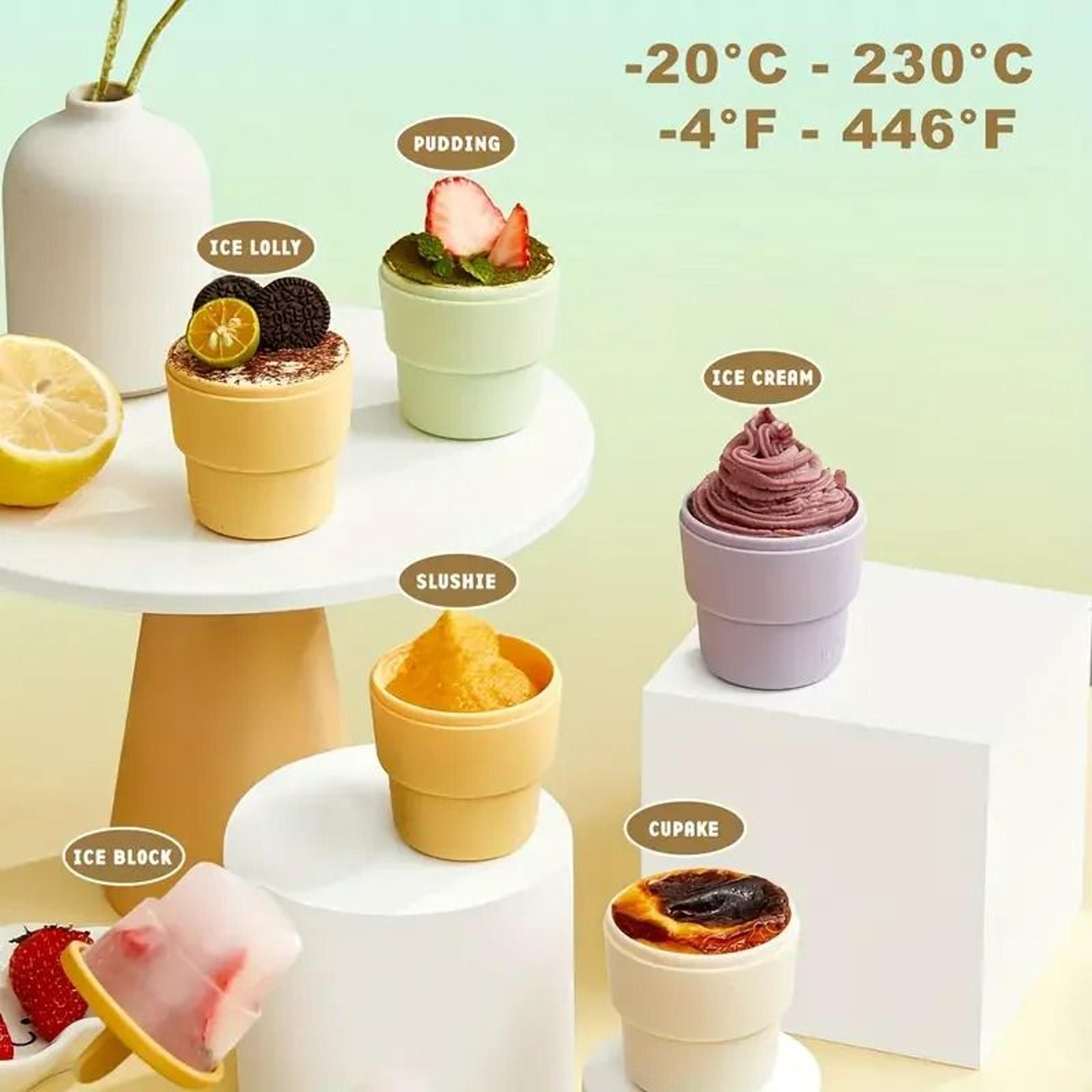 Silicone Ice Cream Cups  BPAFree Freezer  Oven Safe 4
