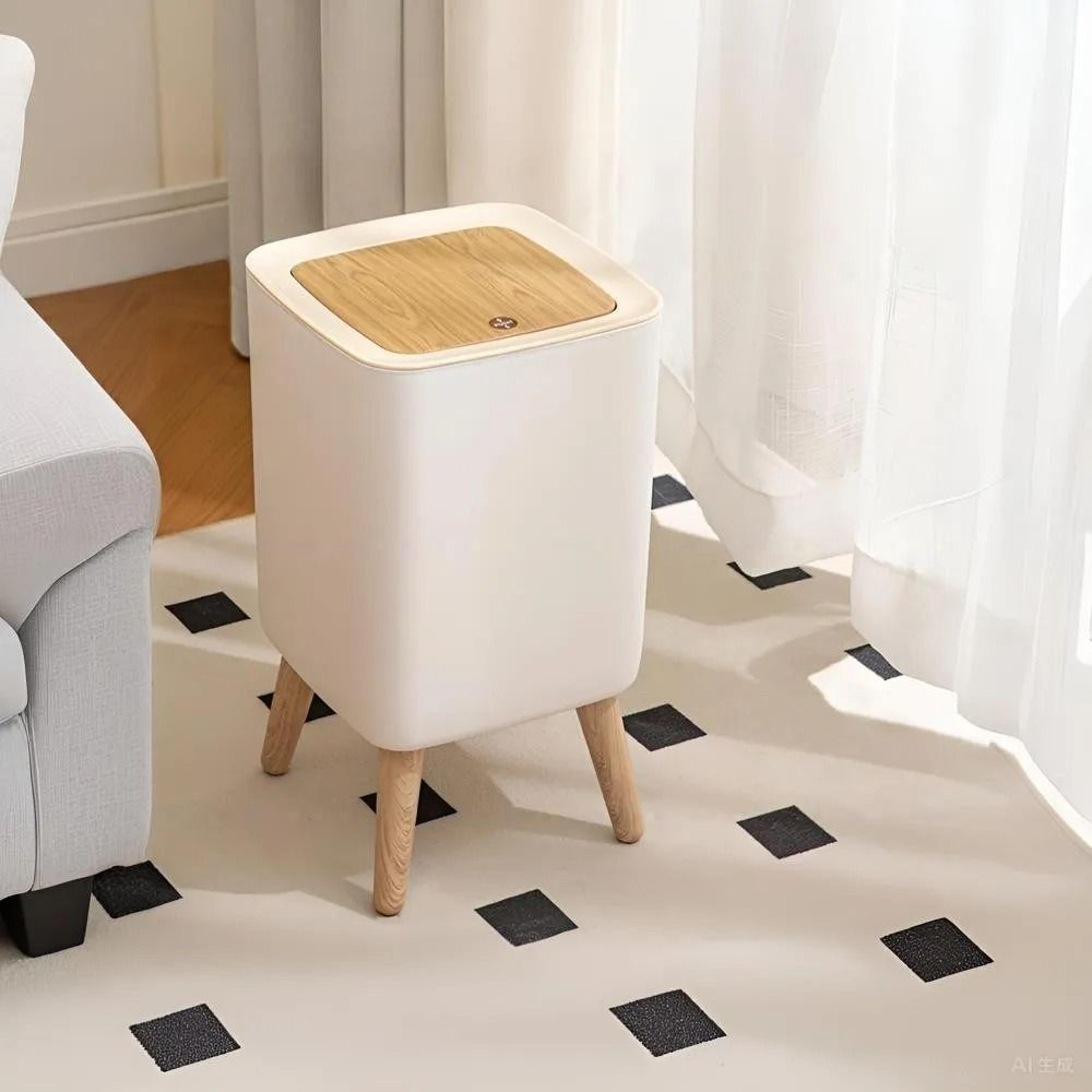 Nordic HighFoot Clamshell Garbage Can  Elegant PressTop Design For Modern Homes 0