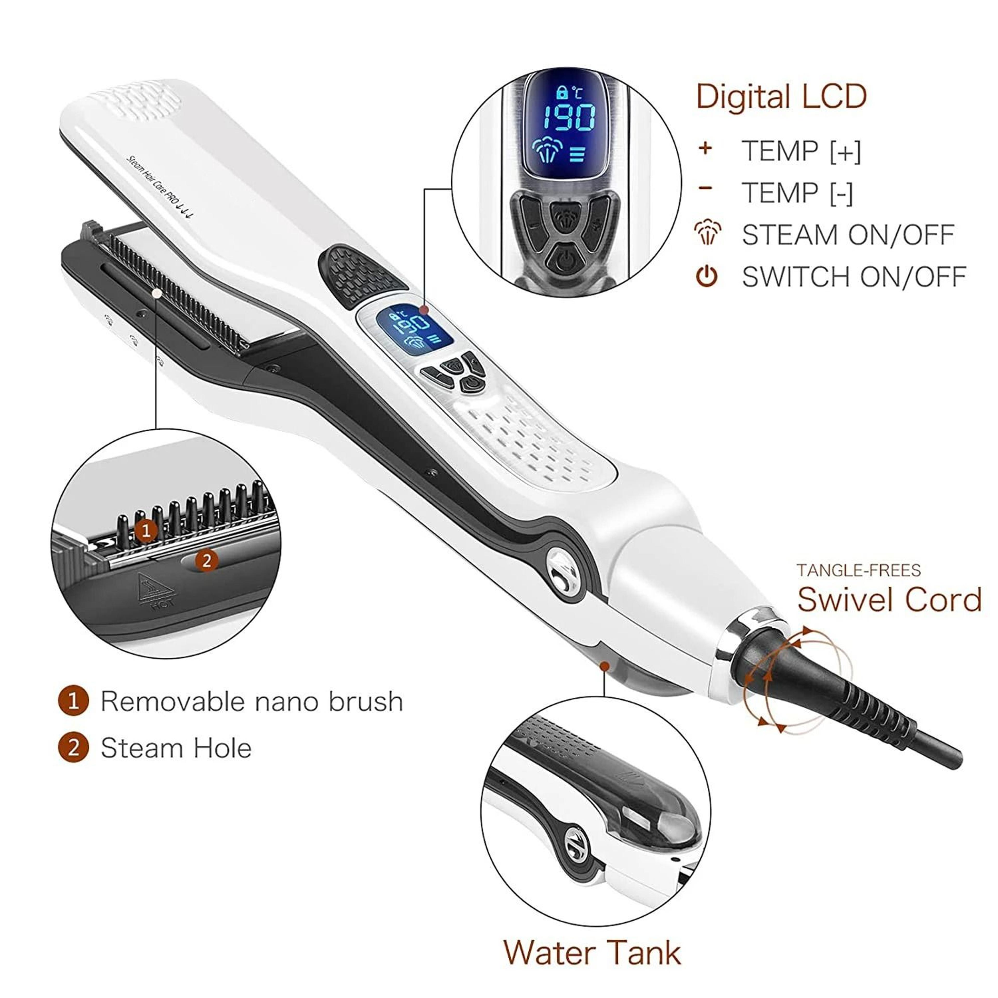 Steam Hair Straightener  Ceramic Tourmaline Vapor Flat Iron 3