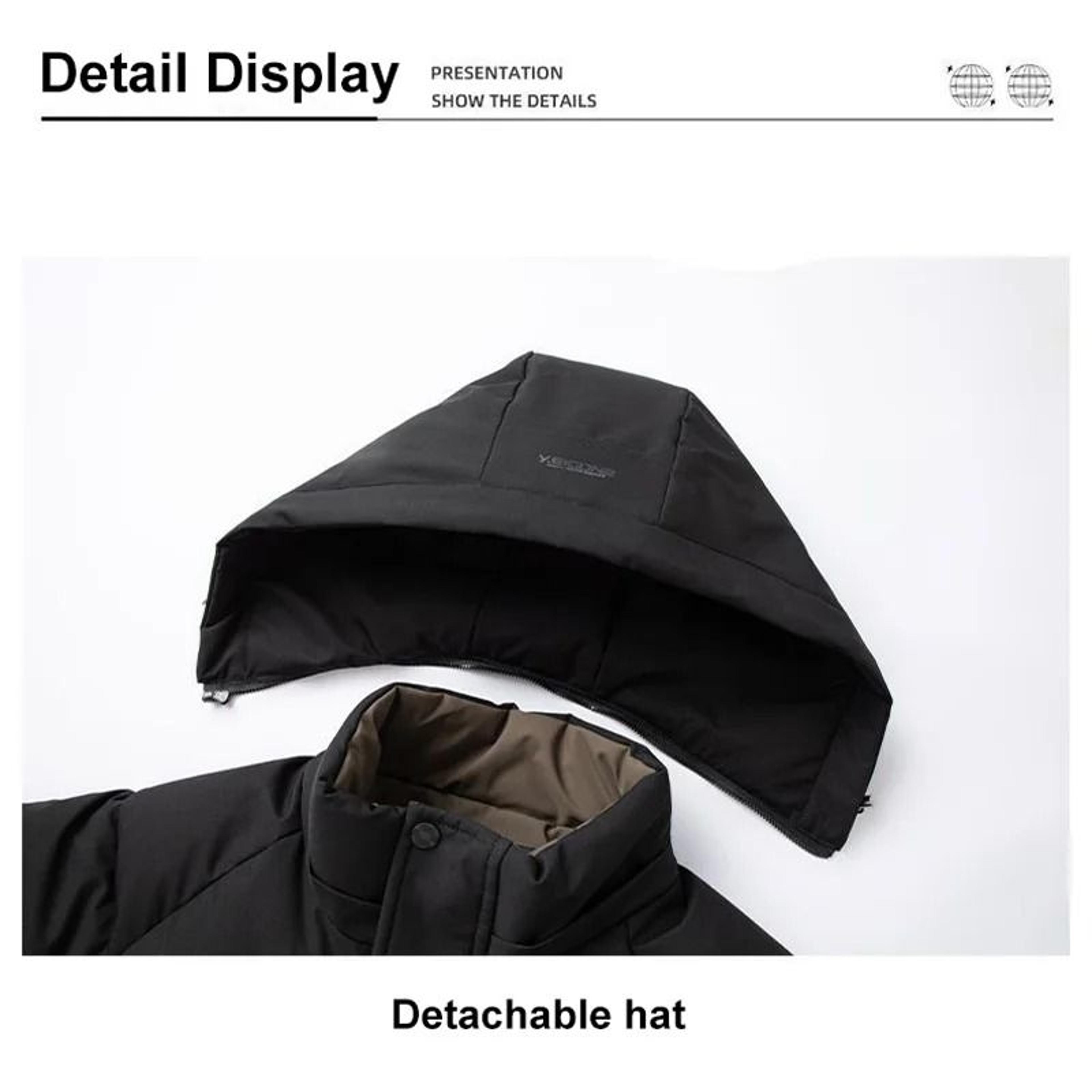 Graphene Thermal Windproof Jacket  Mens Winter Fashion Hooded Overcoat 3