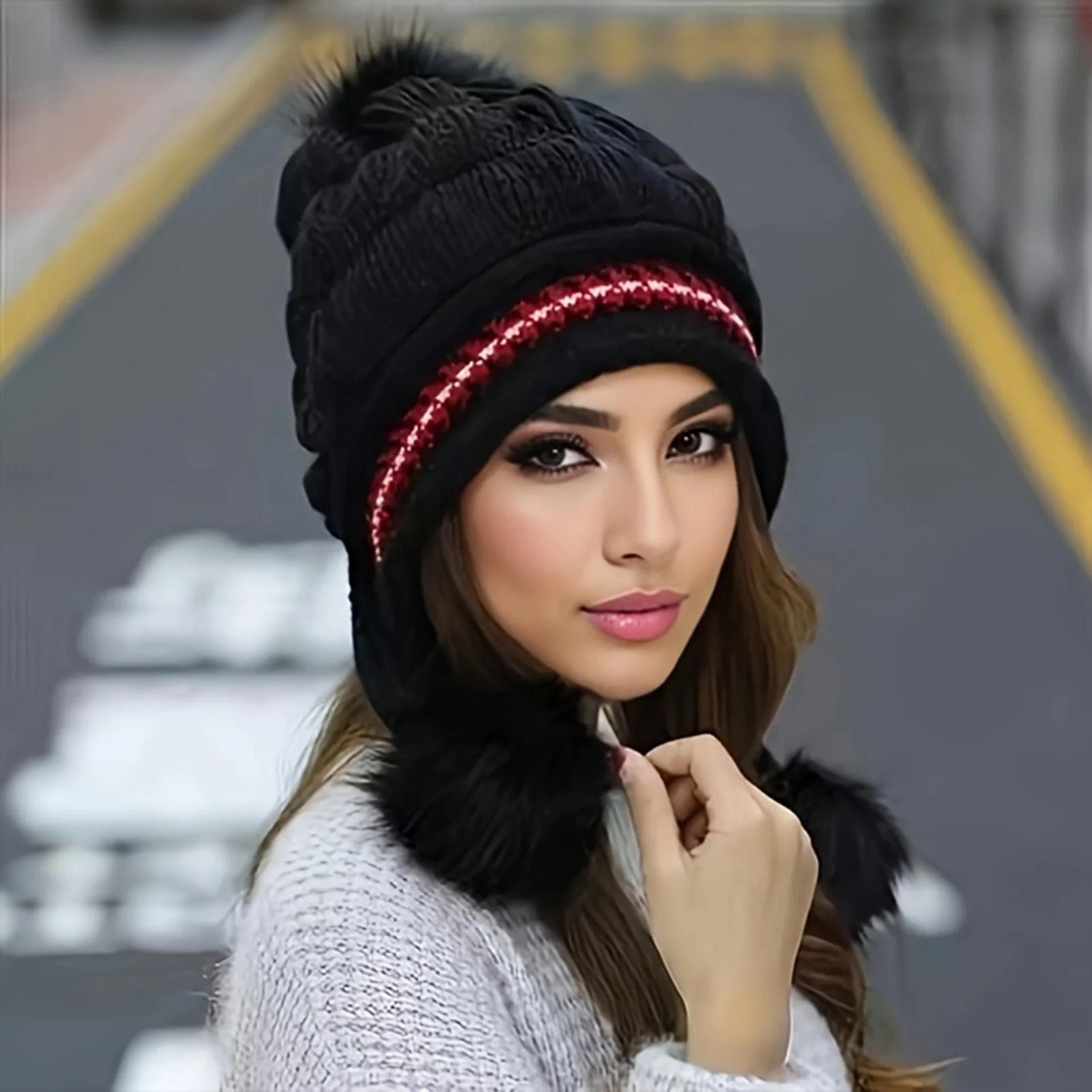 Soft Winter Warm Fur Hat  FleeceLined Earflap Beanie For Women 6