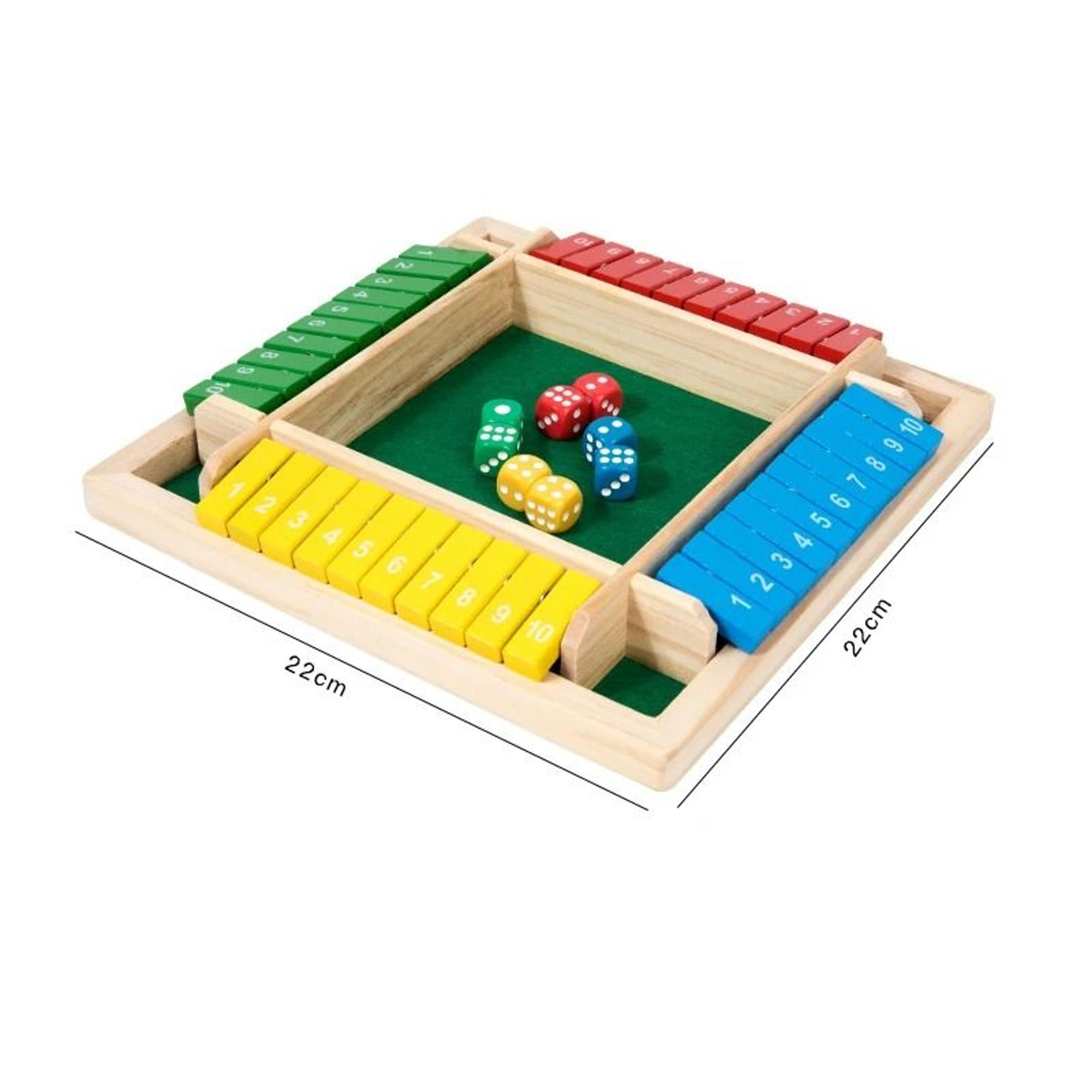 Classic Wooden Shut The Box Dice Game  4Player Strategy Board For Family  Social Gatherings 4