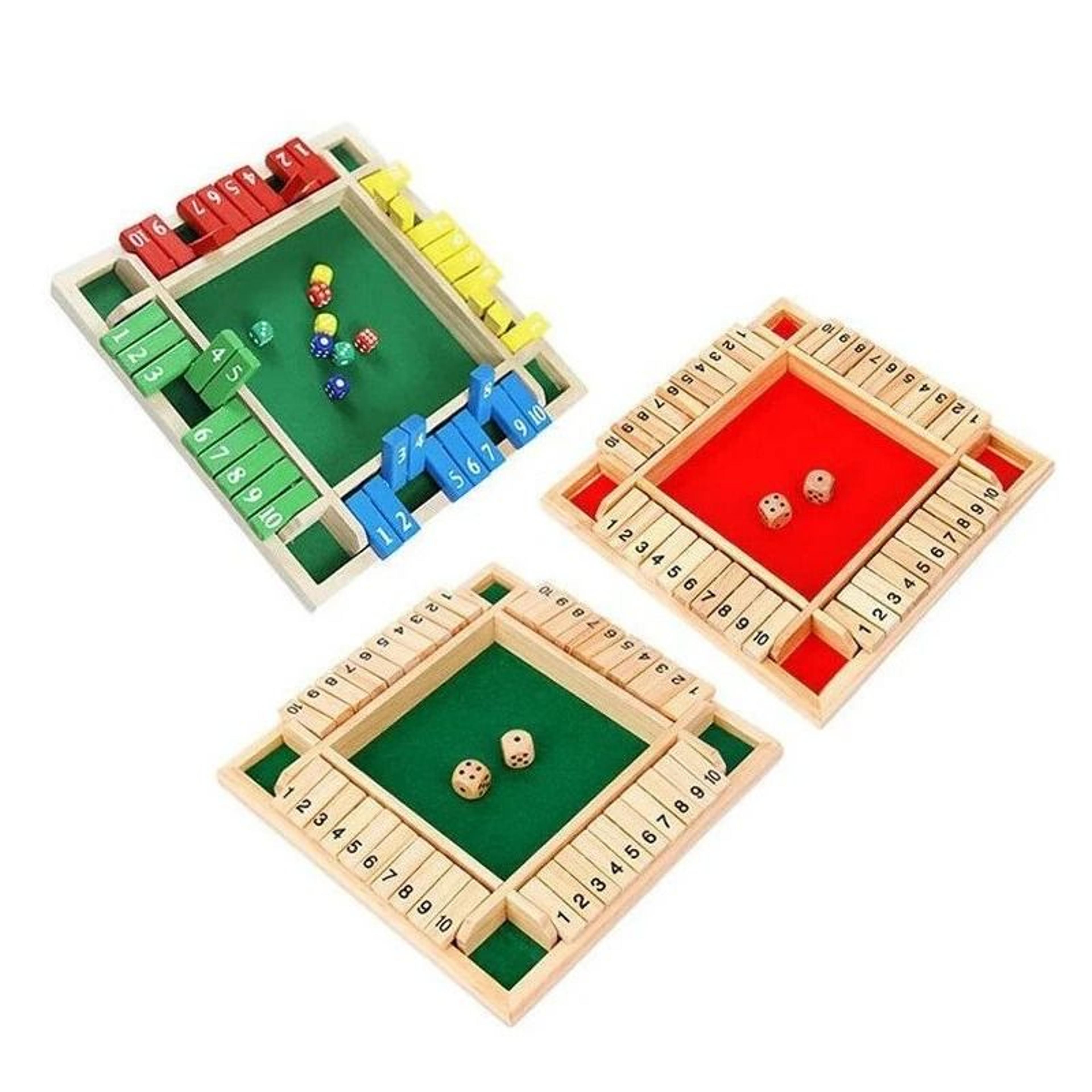 Classic Wooden Shut The Box Dice Game  4Player Strategy Board For Family  Social Gatherings 6