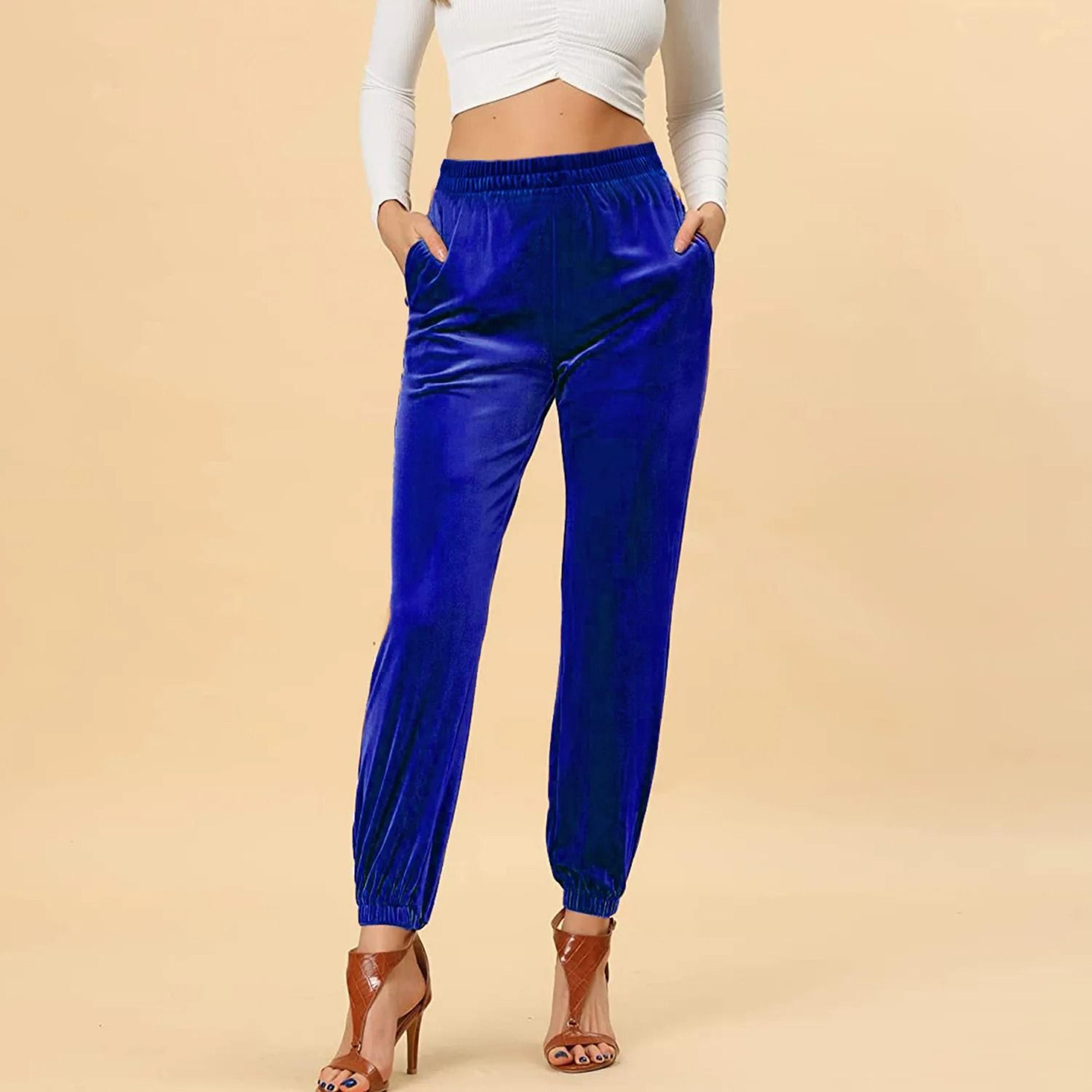 Relaxed Fit Velvet Harem Pants  HighWaisted Velour Joggers For Women 11