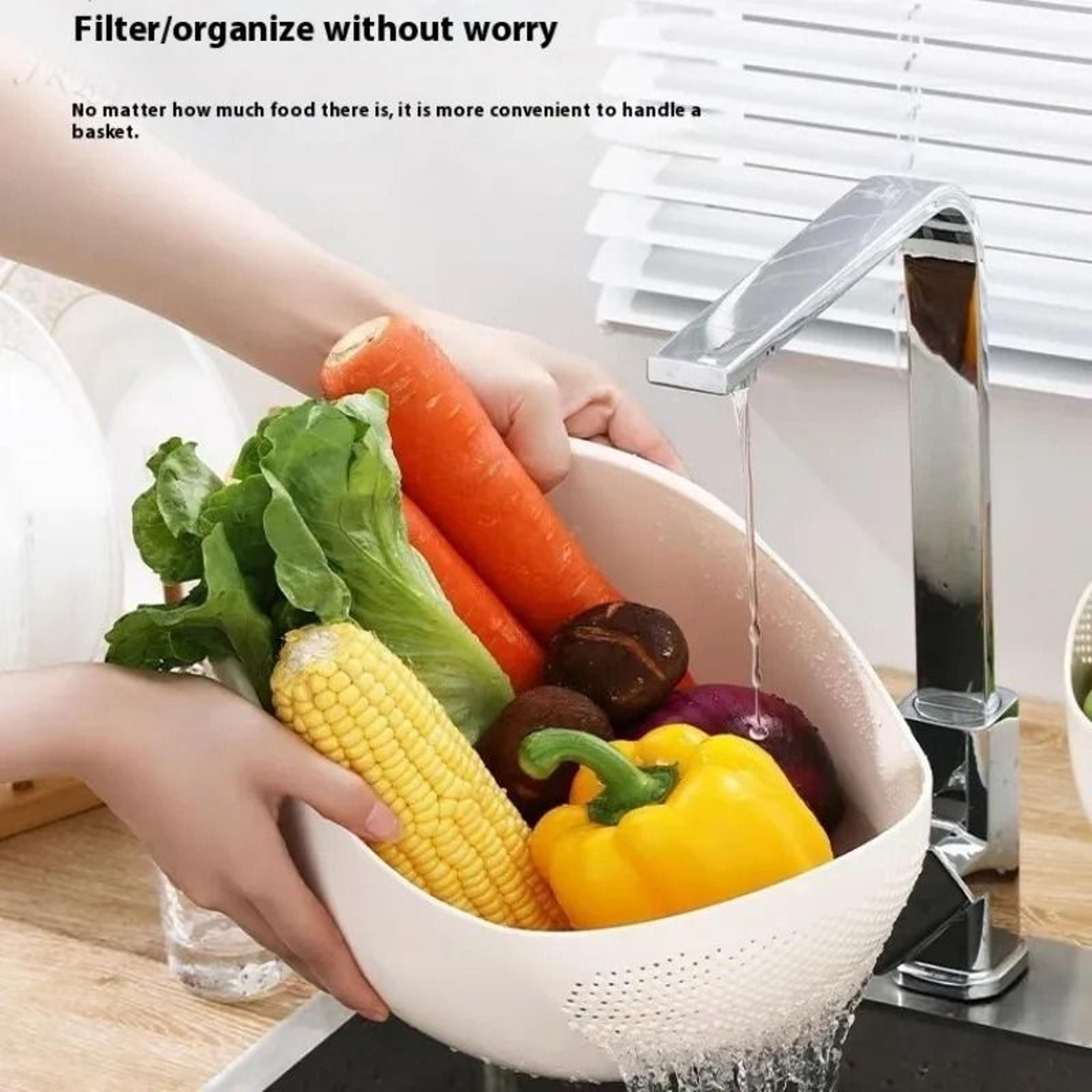 Ergonomic Kitchen Drain Basket  MultiPurpose Fruit And Vegetable Colander With Handle 1