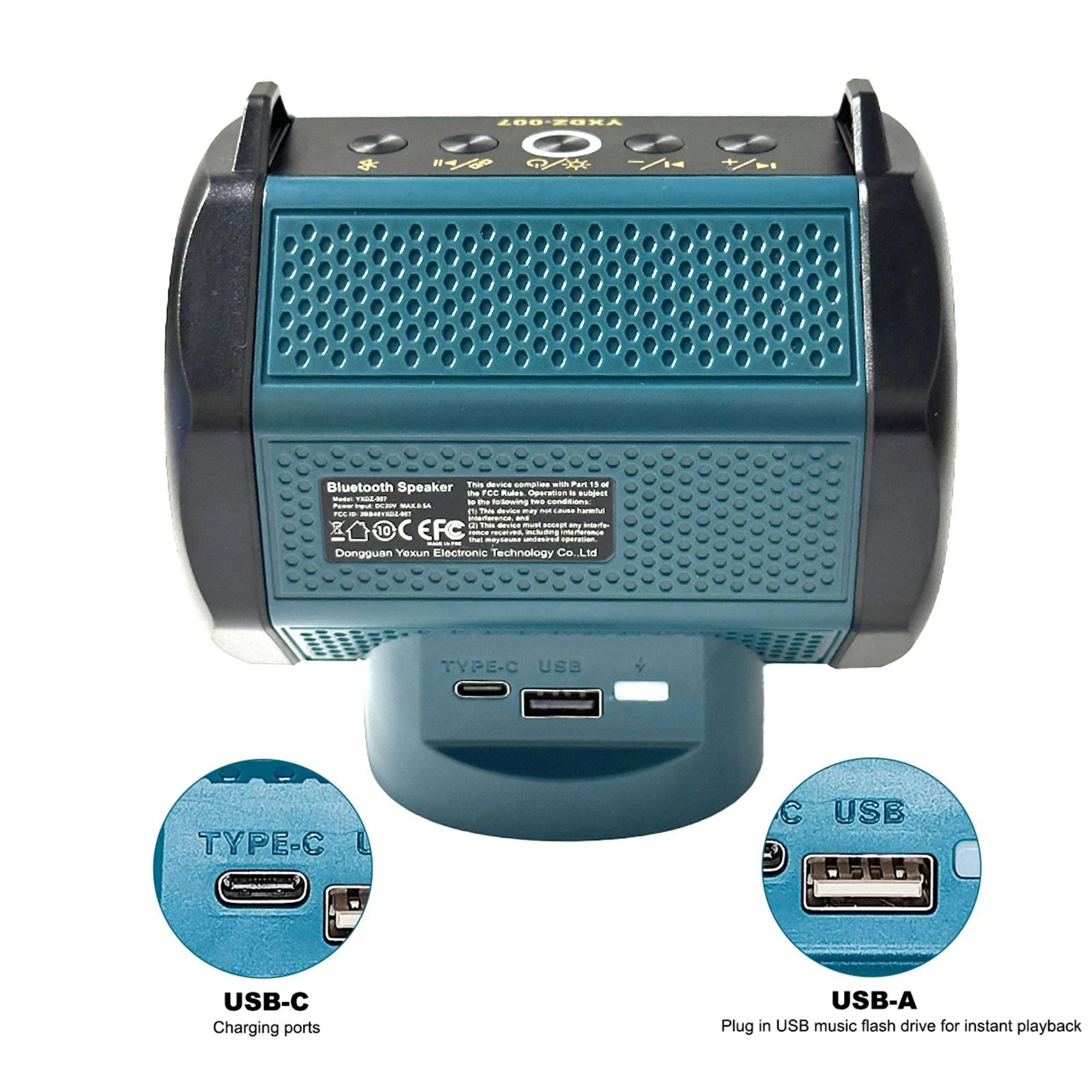 MultiBrand 18V20V Jobsite Bluetooth Speaker  HighPower Amplifier With USBC Charging 2