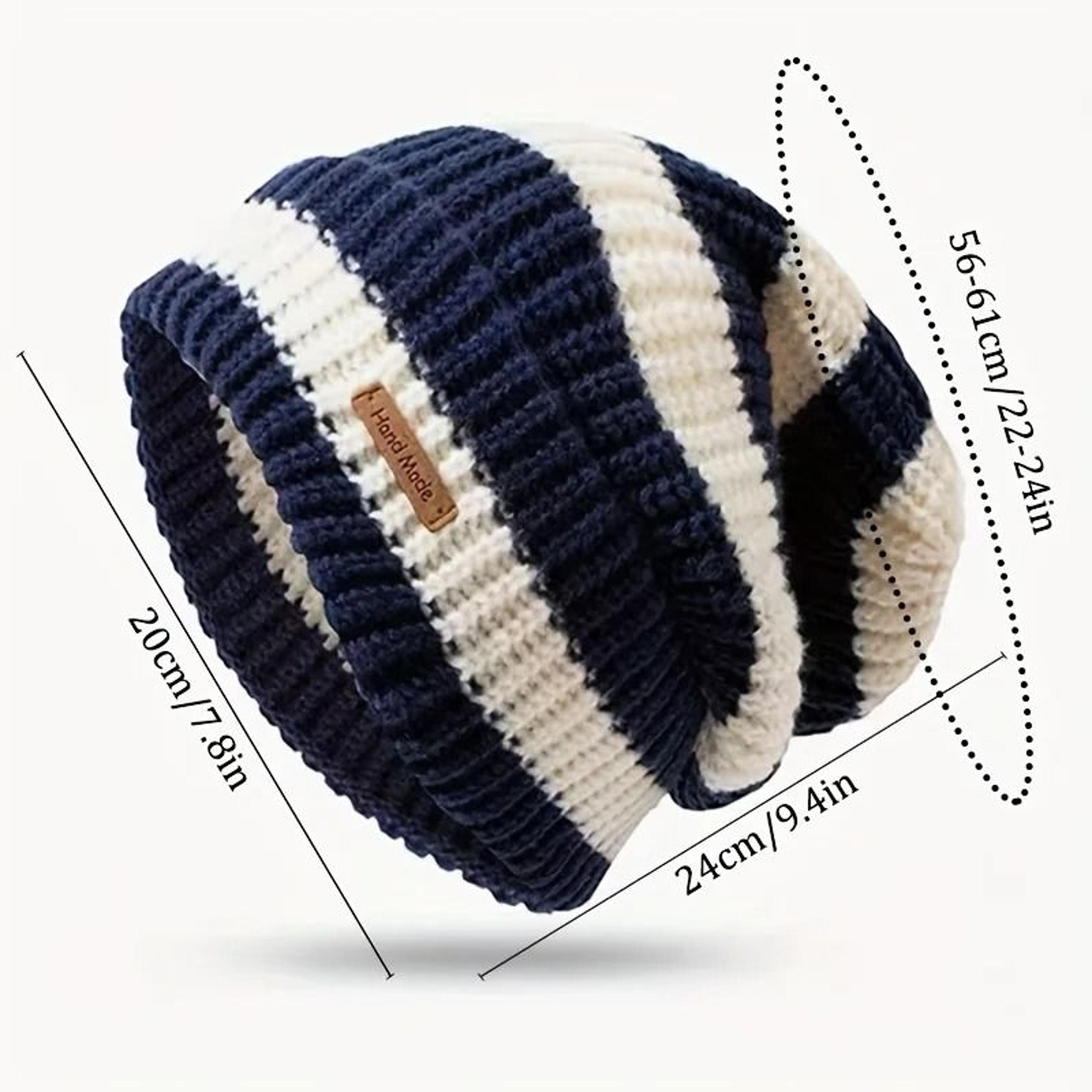 Korean Fashion Striped Knitted Hat  Lightweight Windproof Beanie For Men  Women 4