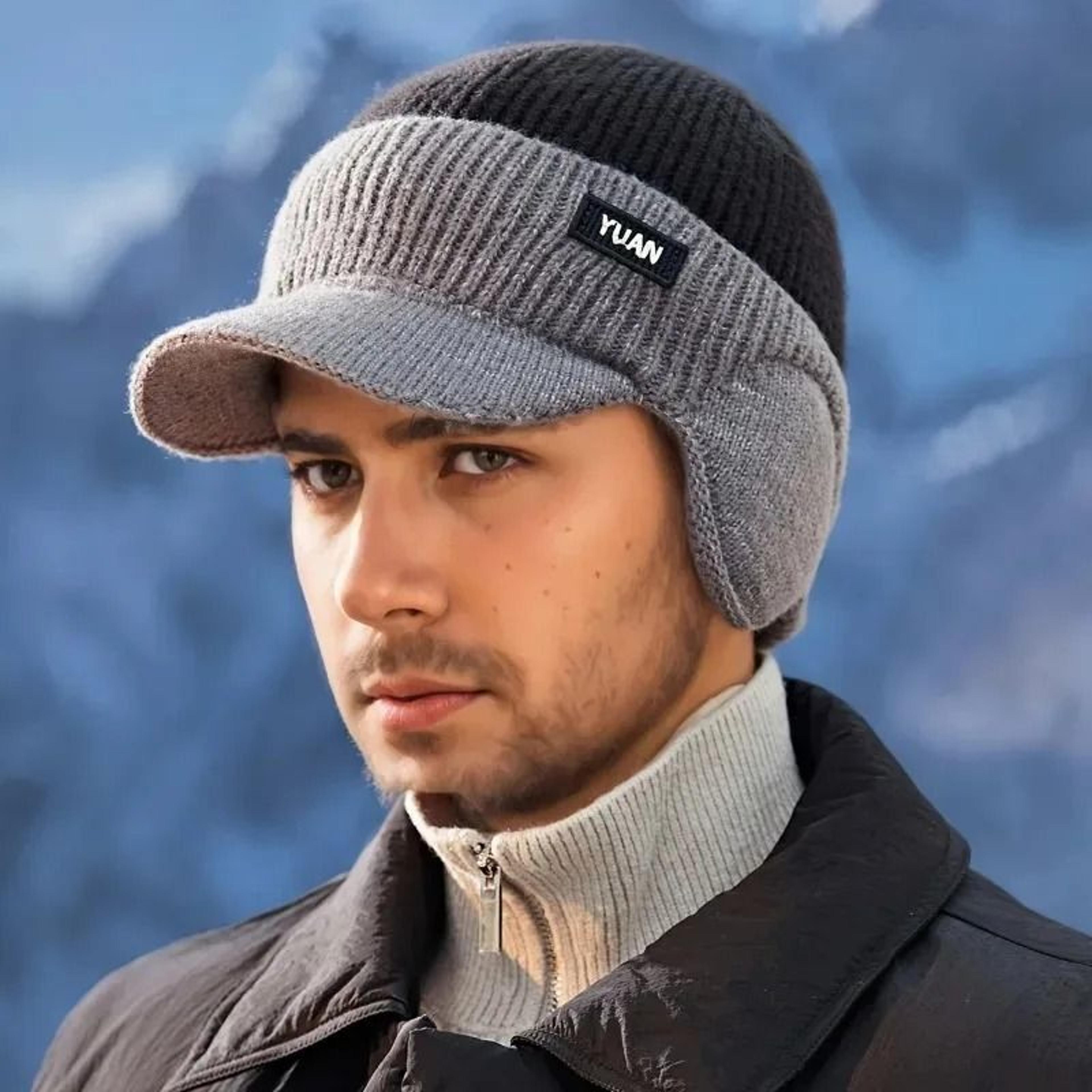 DualTone Knit Baseball Cap  Stylish Winter Dad Hat With Integrated Ear Protection 3