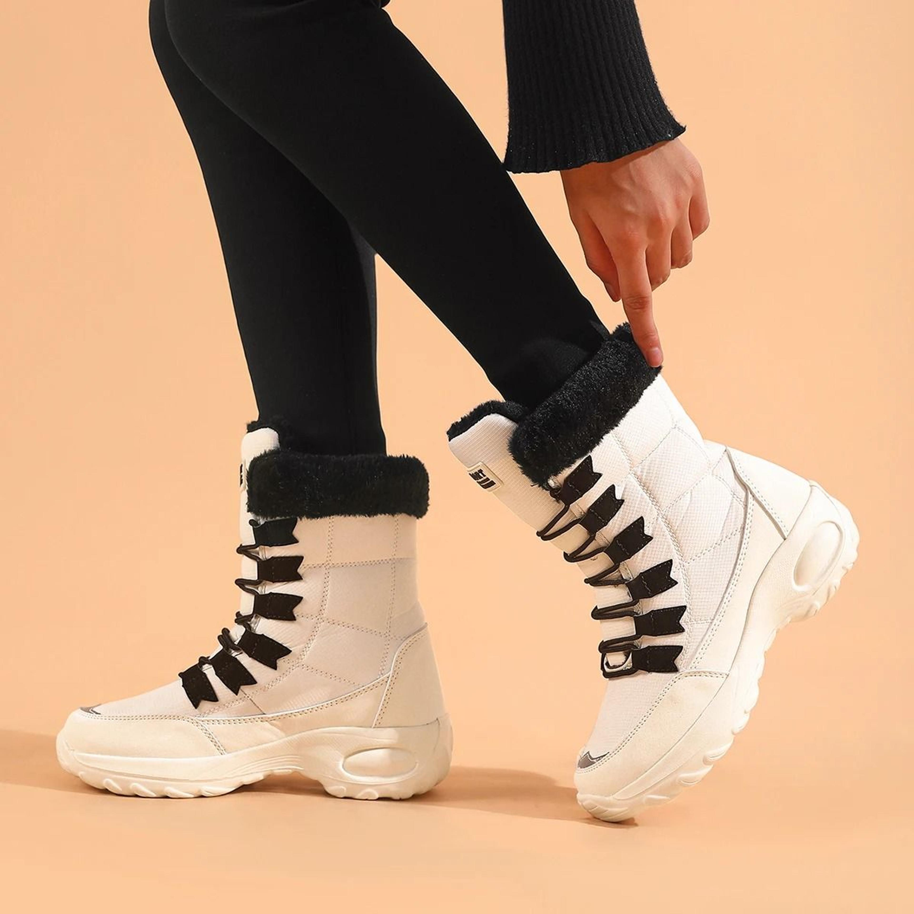 Womens HighPerformance Thermal Snow Boots  Waterproof MidCalf Hiking  Winter Boots 3