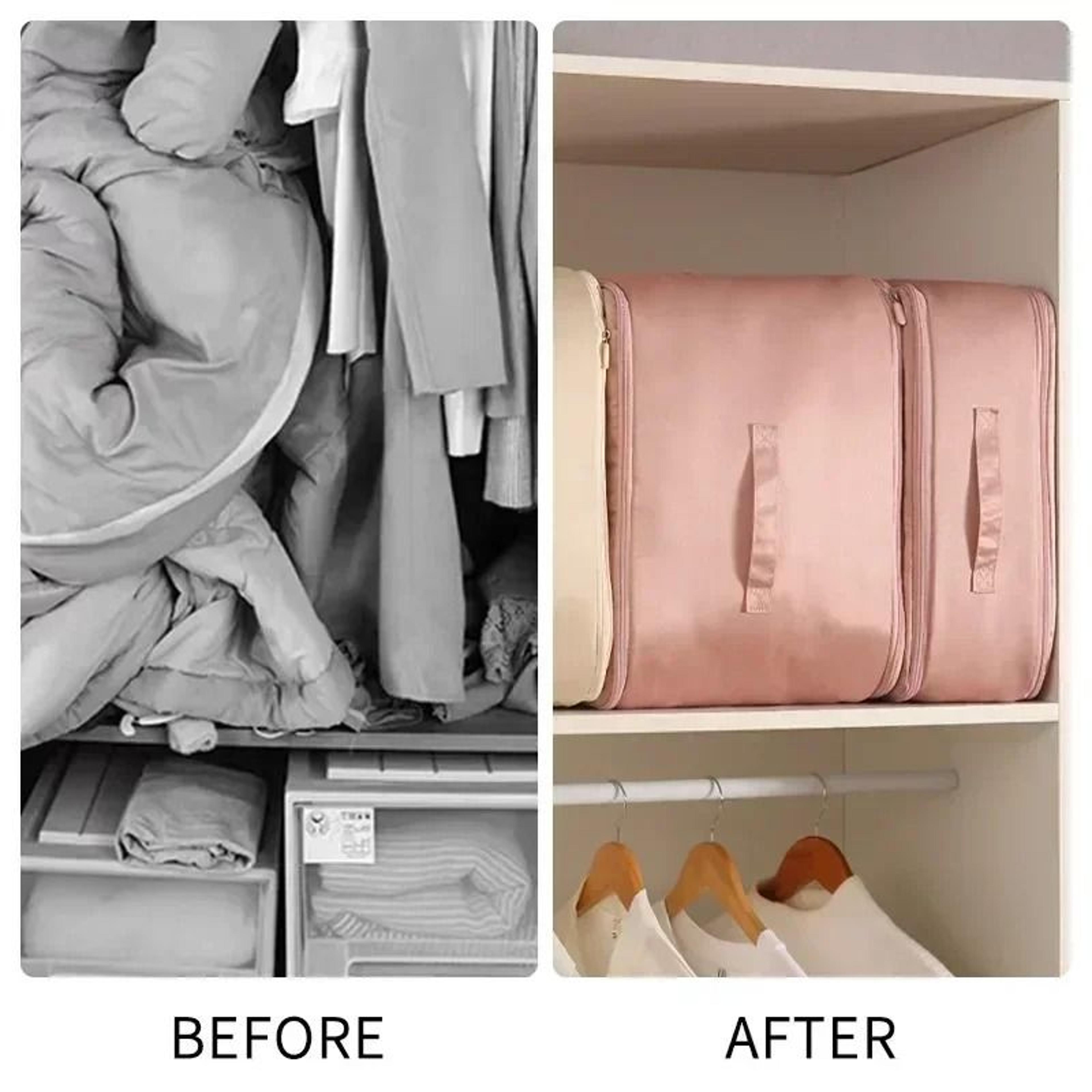 Ultra SpaceSaving SelfCompression Duvet Organizer  Large Capacity Closet  Cabinet Storage Bag 4