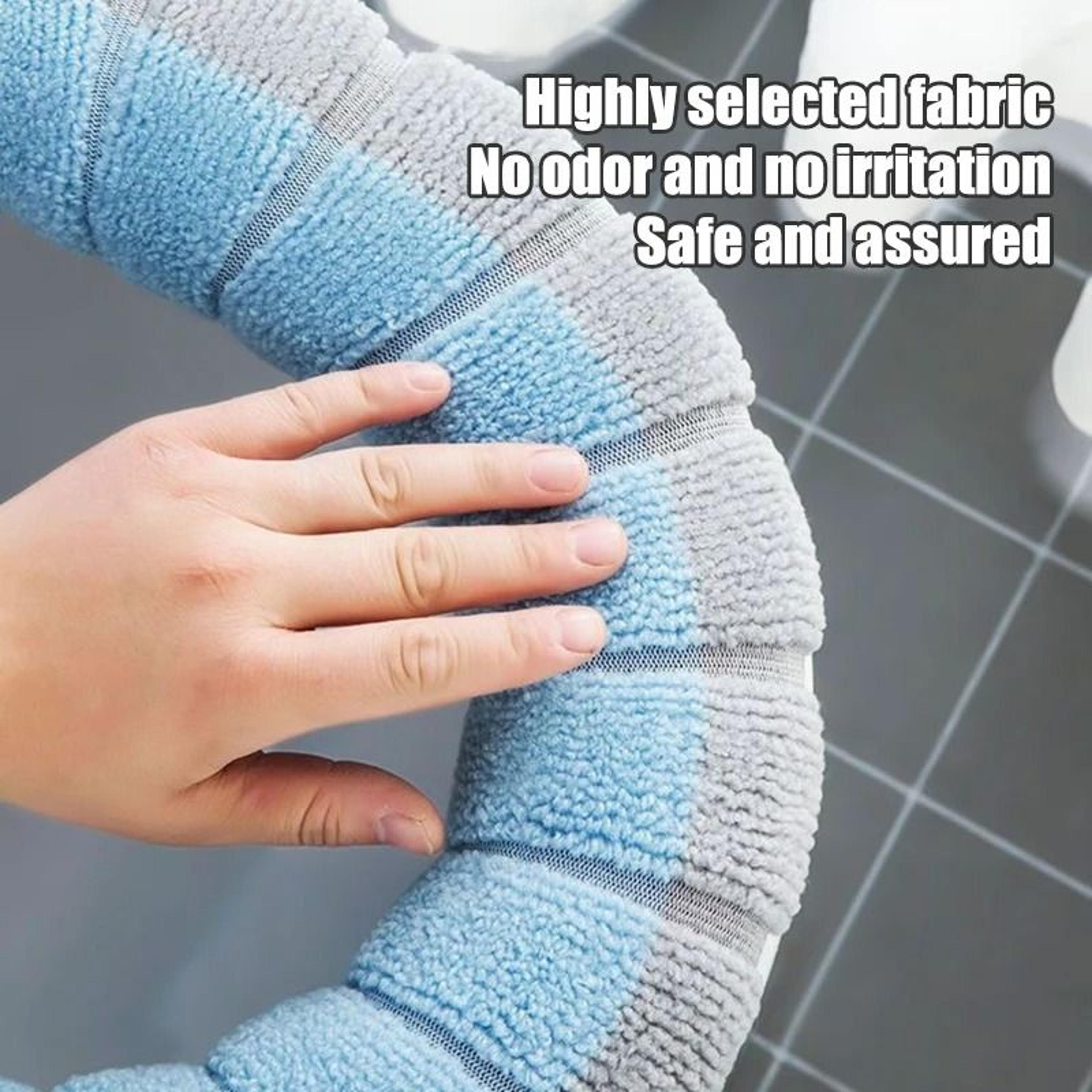 Cartoon Handle Plush Toilet Seat Cover  Extra Thick Thermal Cushion For Winter Comfort 6