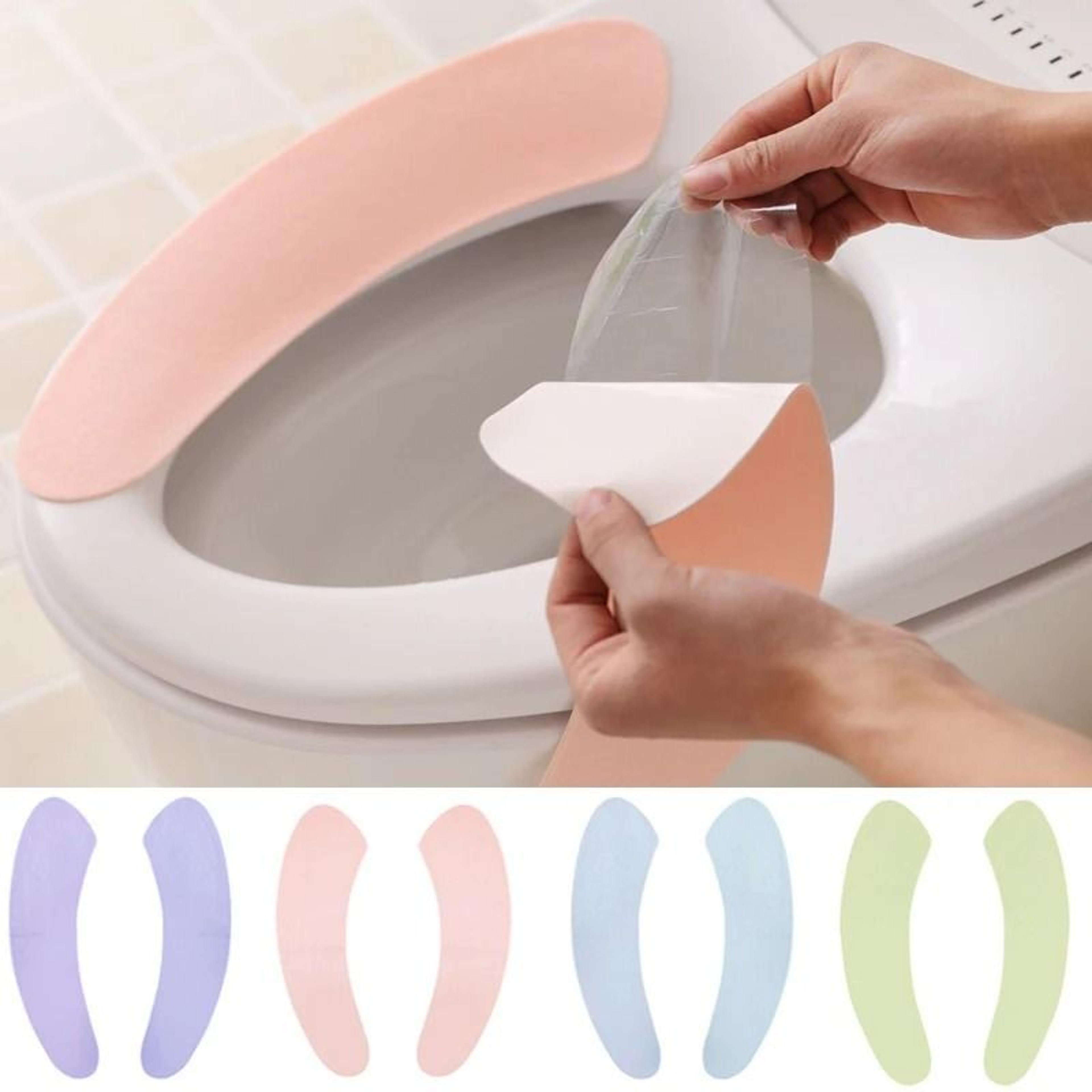 SelfAdhesive Plush Toilet Seat Pads  1 Pair Washable Sticky Thermal Closestool Mat 1