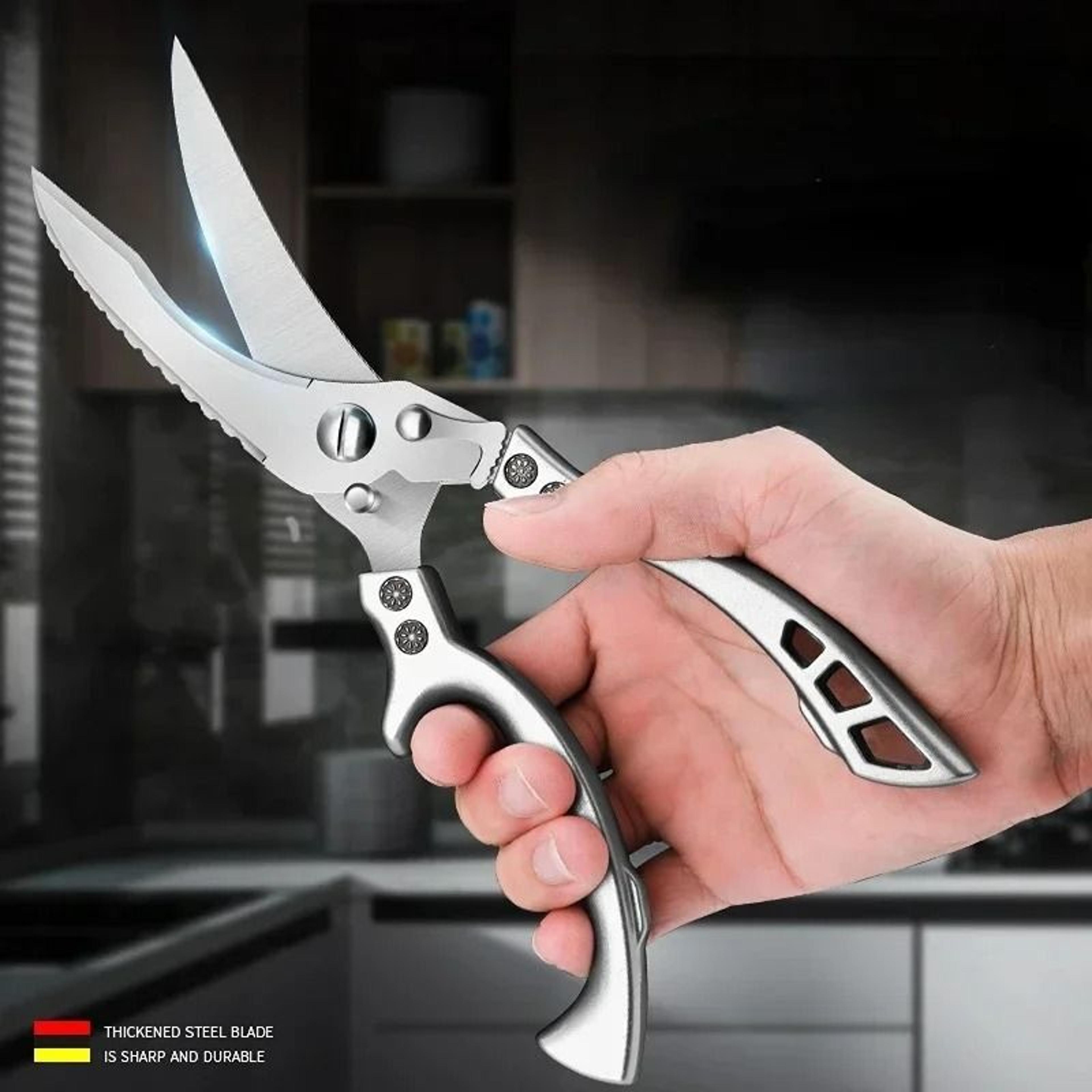 Stainless Steel Kitchen Shears  HeavyDuty Chicken Bone  Seafood Cutter 0