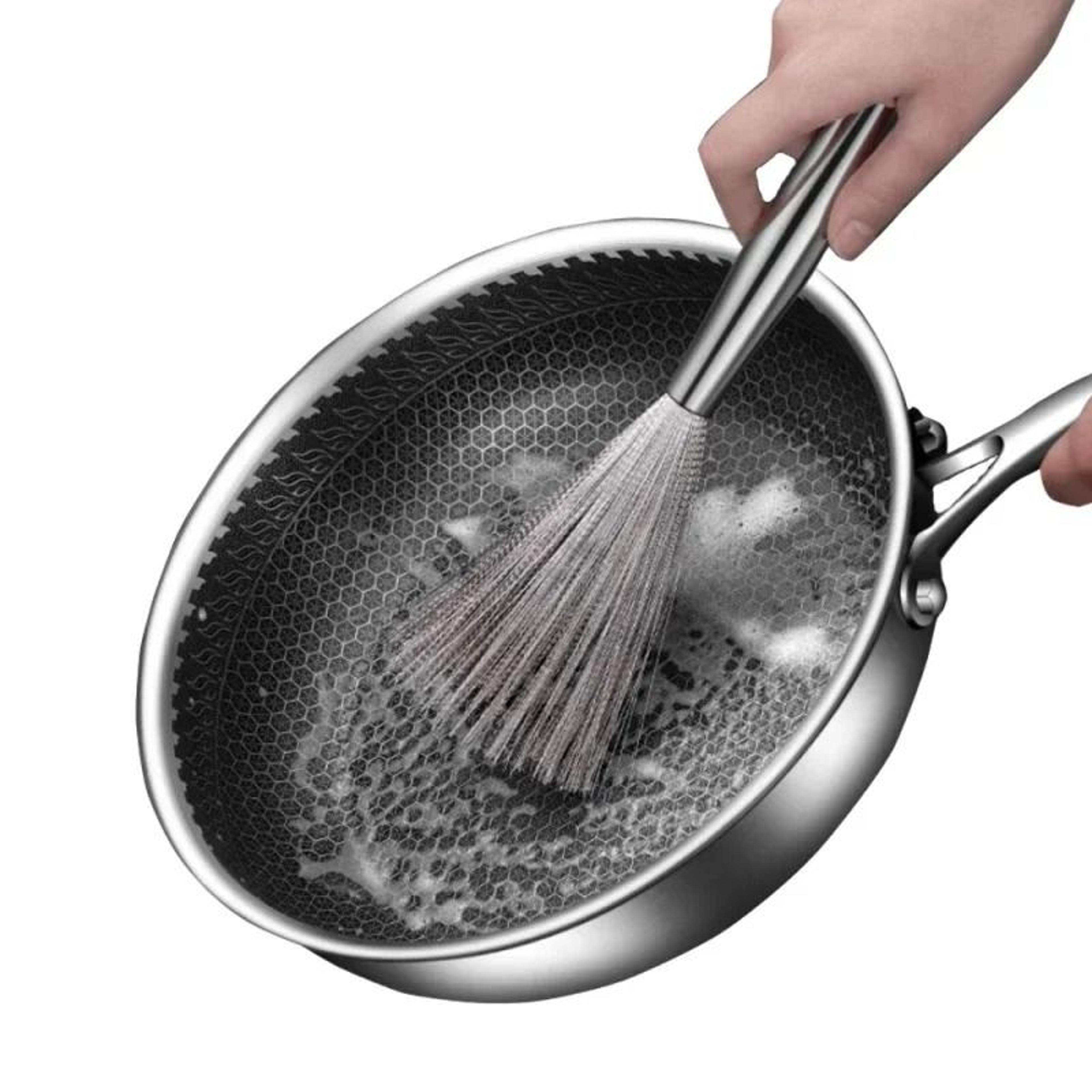 Stainless Steel Kitchen Cleaning Brush  HeavyDuty Long Handle Scrubber 4