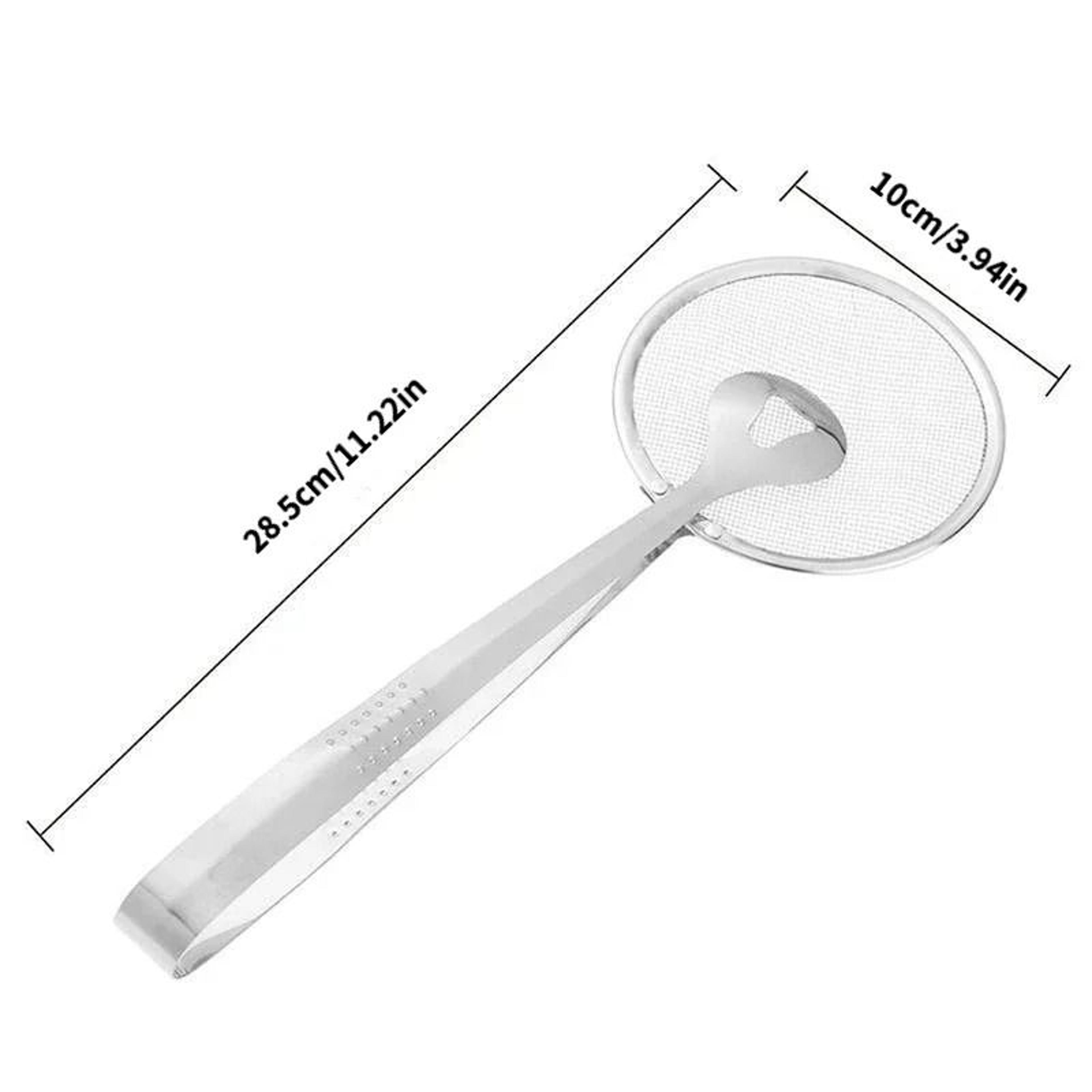 Stainless Steel Filter Spoon With Integrated Clip  MultiFunctional OilFrying Skimmer  BBQ Tongs 5