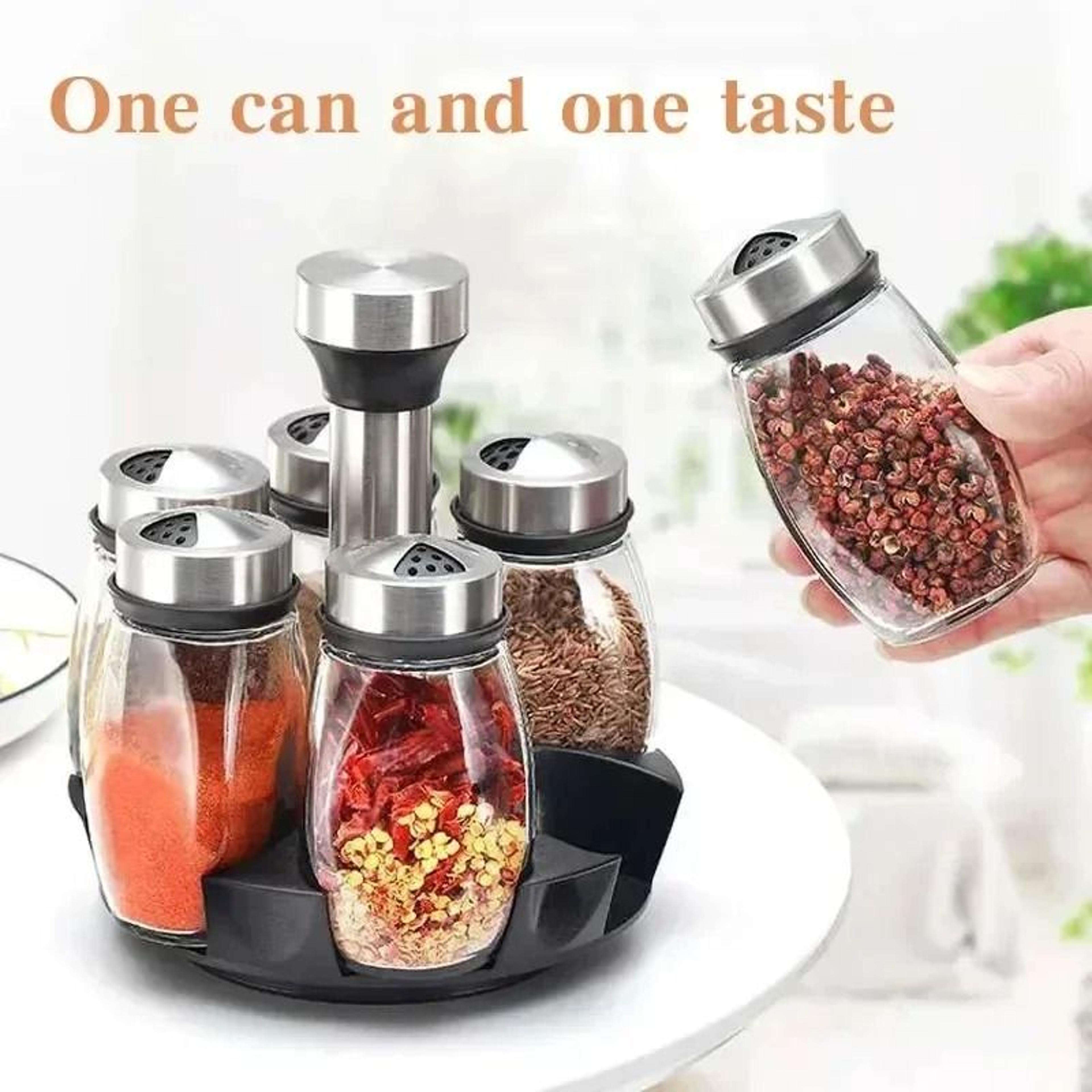 Glass Spice Bottle Set  Modern Kitchen Storage Containers With Organized Holder 2