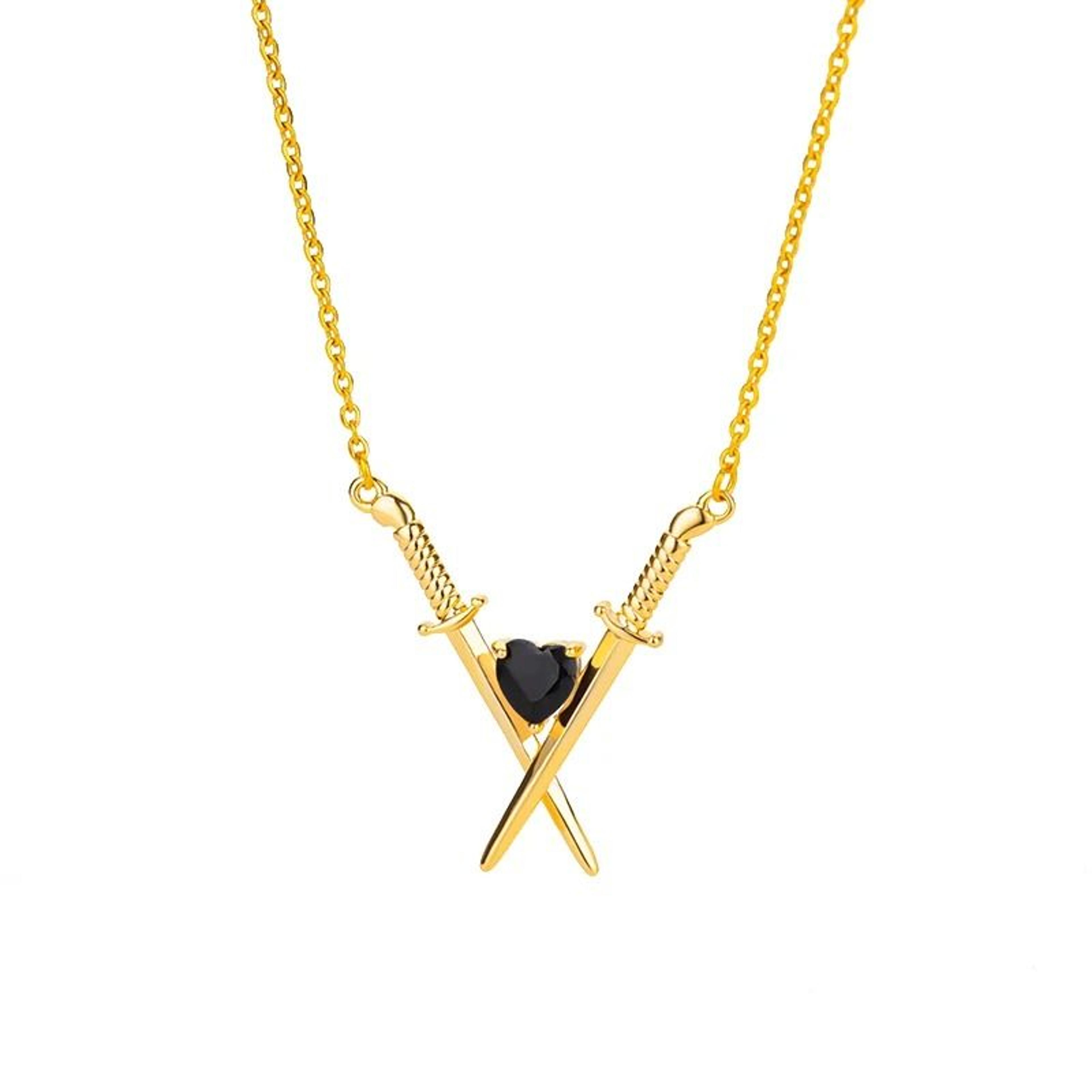 Vintage Gothic Sword And Heart Pendant Necklace  Stainless Steel Aesthetic Jewelry 5