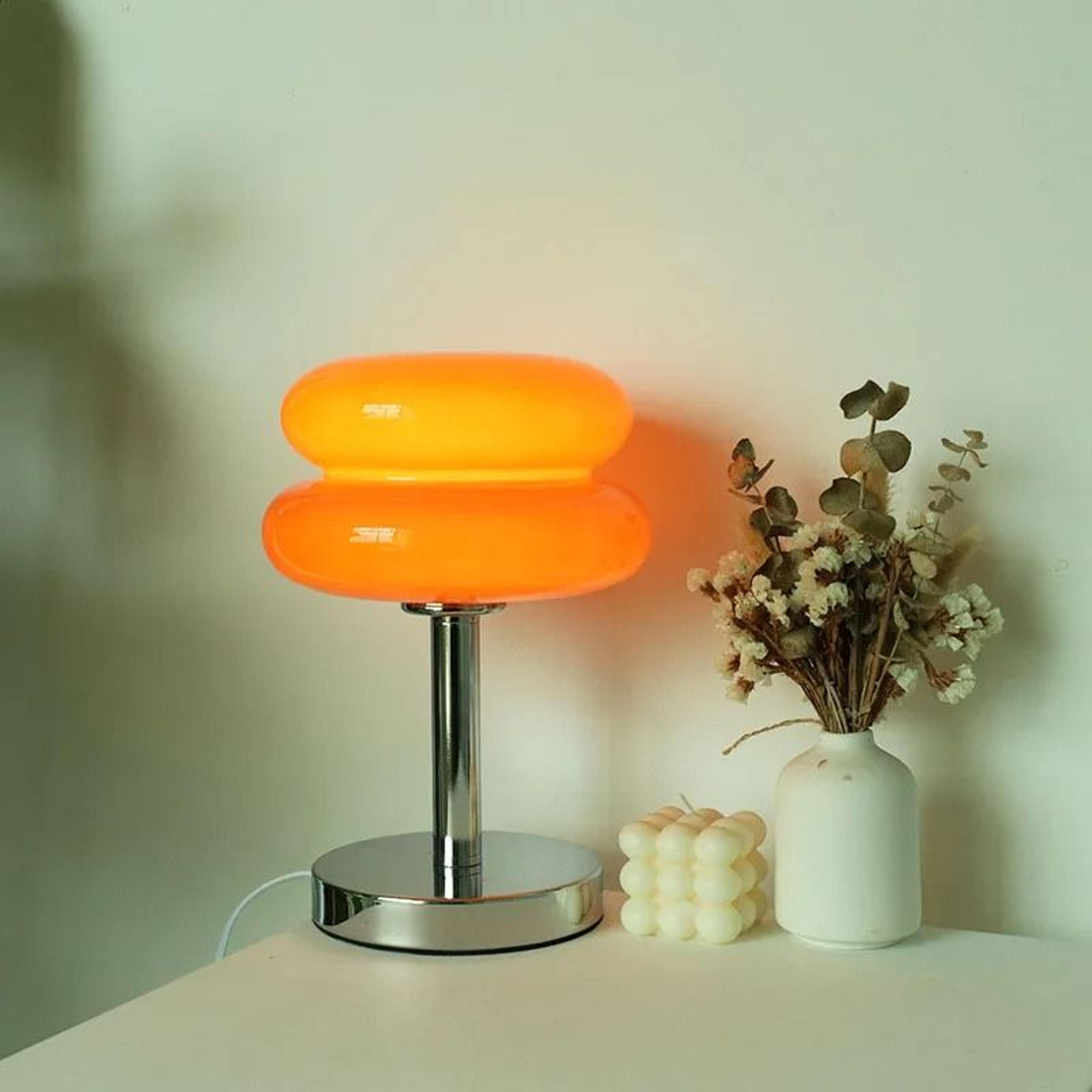 Macaron Glass Table Lamp  Trichromatic Dimming Bedside Decor 5