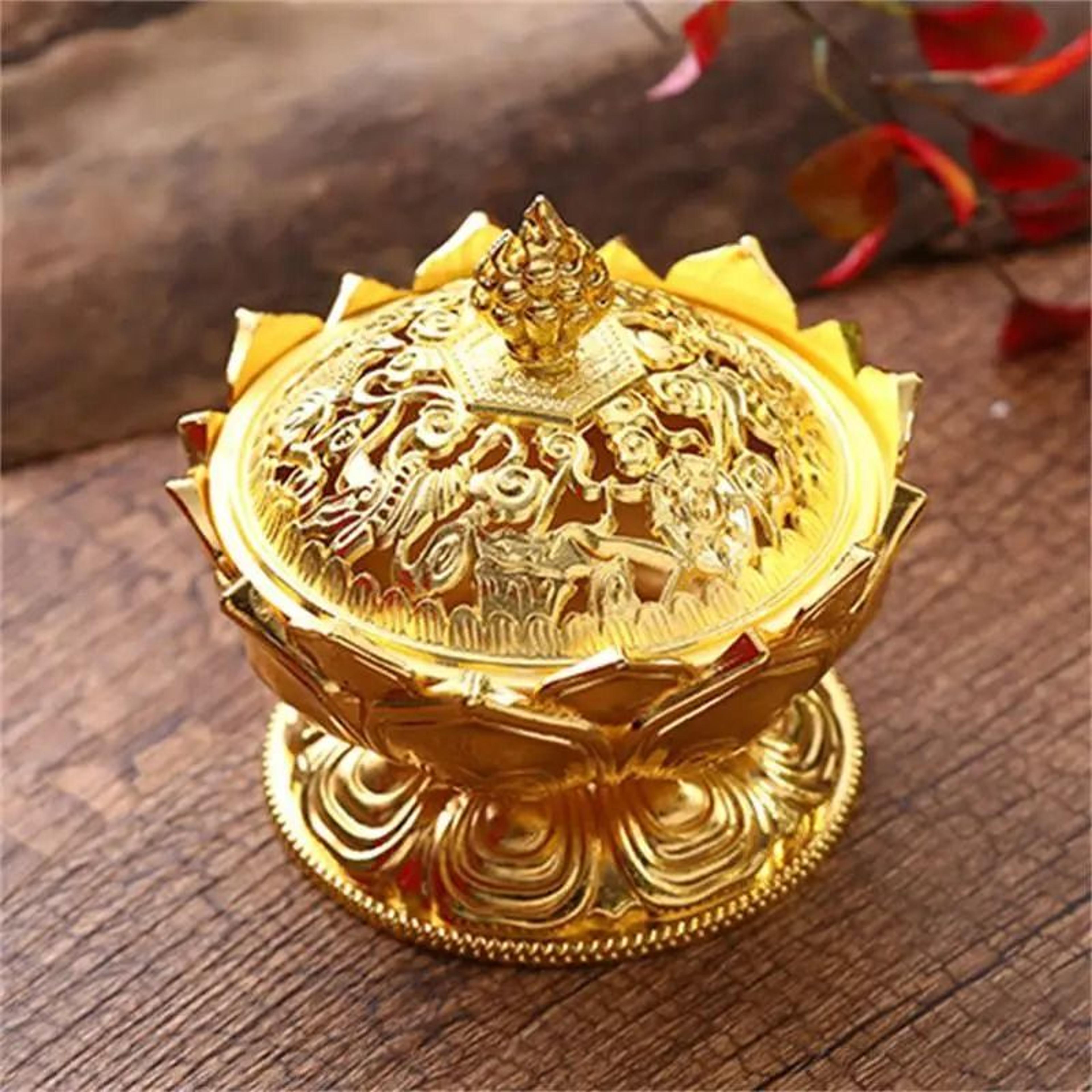 31in Lotus Flower Incense Burner  Brass Aesthetic Buddhism Buddha Holder 1