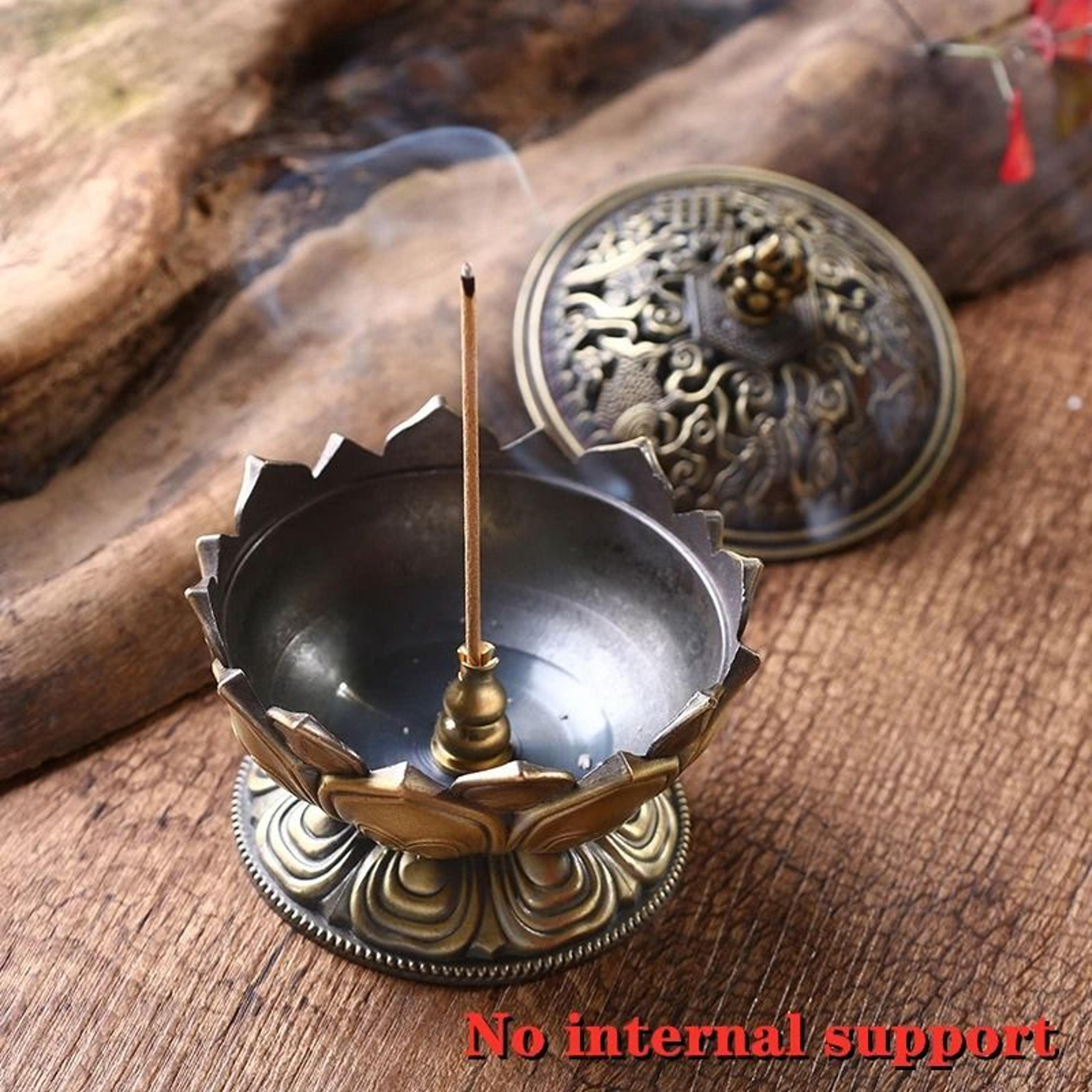 31in Lotus Flower Incense Burner  Brass Aesthetic Buddhism Buddha Holder 2