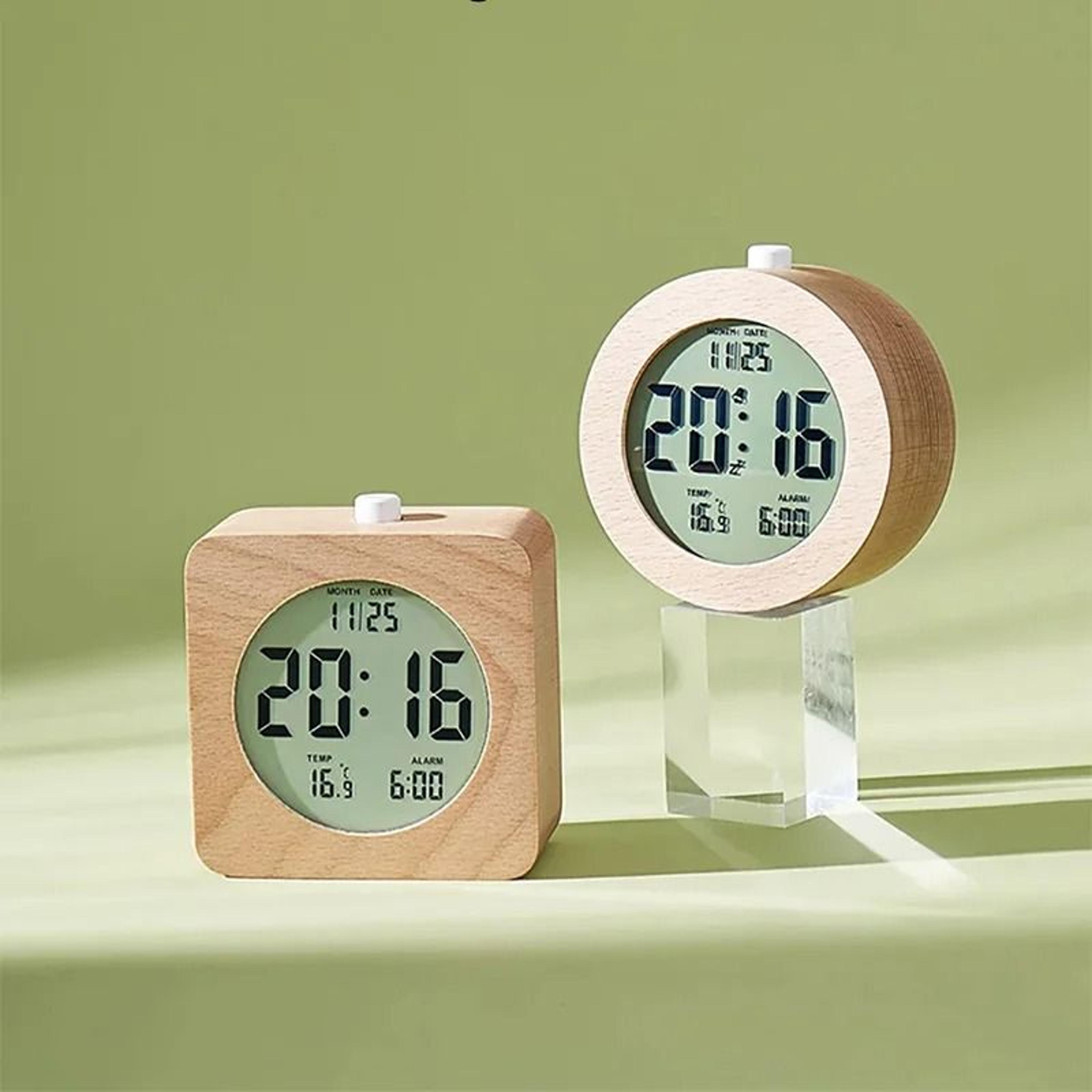 Wooden Alarm Clock  Multifunctional Electronic Desktop Display 0