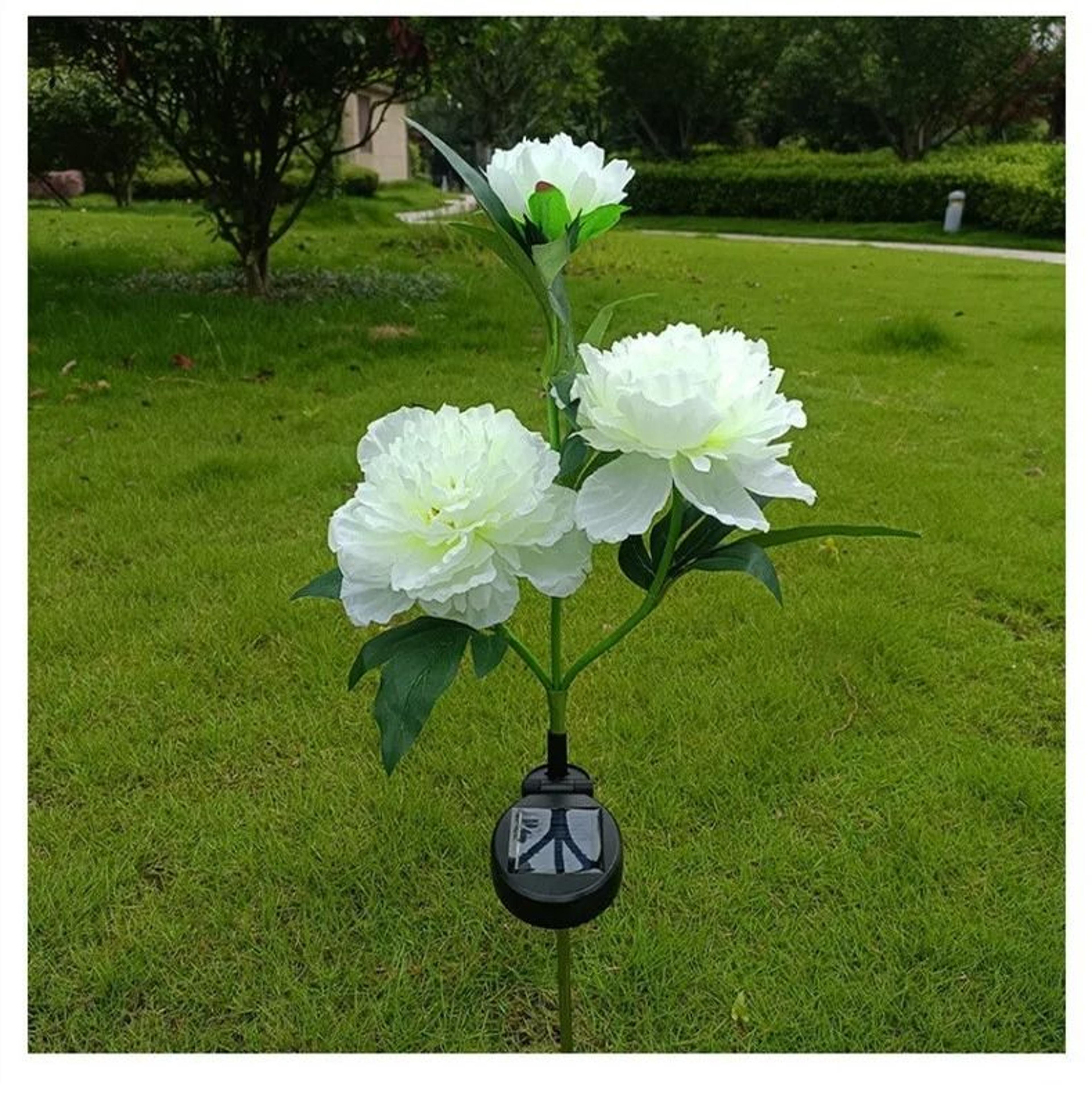 Solar Peony Garden Lights  3Head Waterproof Outdoor Pathway Decor 7