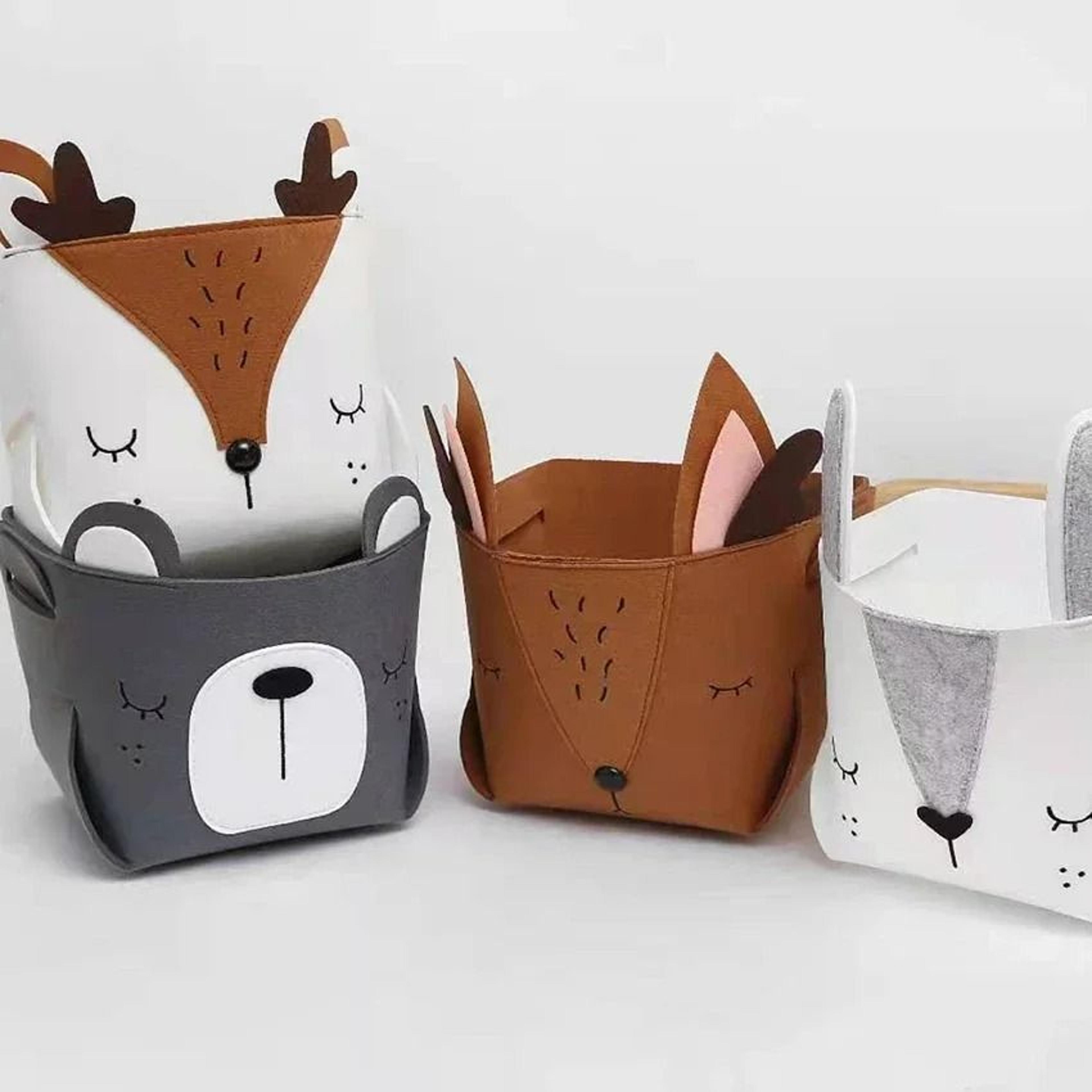 Animal DIY Storage Box  Foldable Felt Fabric Nursery Organizer  Toy Basket 0