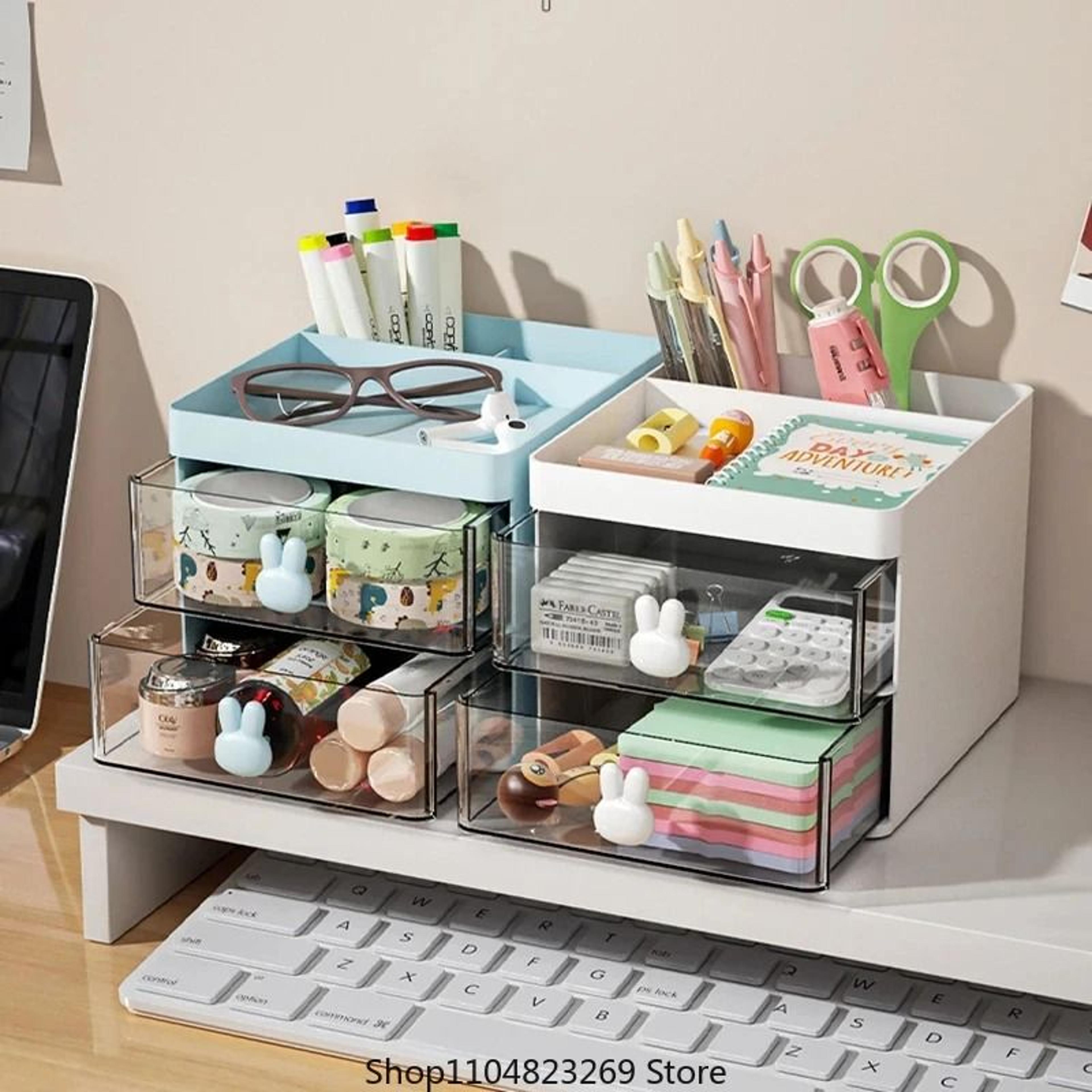 Small Desk Organizer With Drawer  Multifunctional Office Desktop Storage  Makeup Organizer 0
