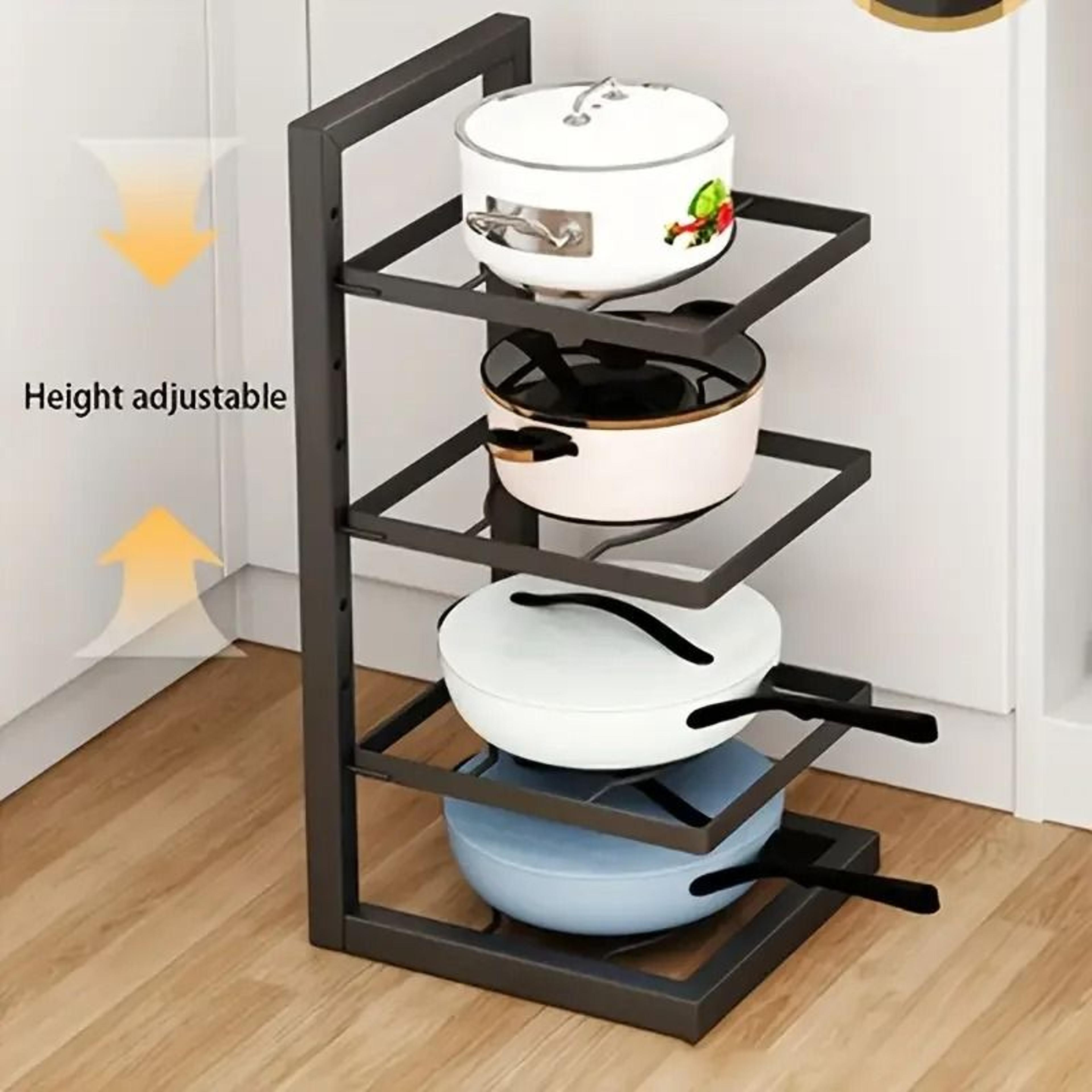 HeightAdjustable Pot  Pan Storage Rack  HeavyDuty 34 Layer Stainless Steel Cabinet Organizer 2