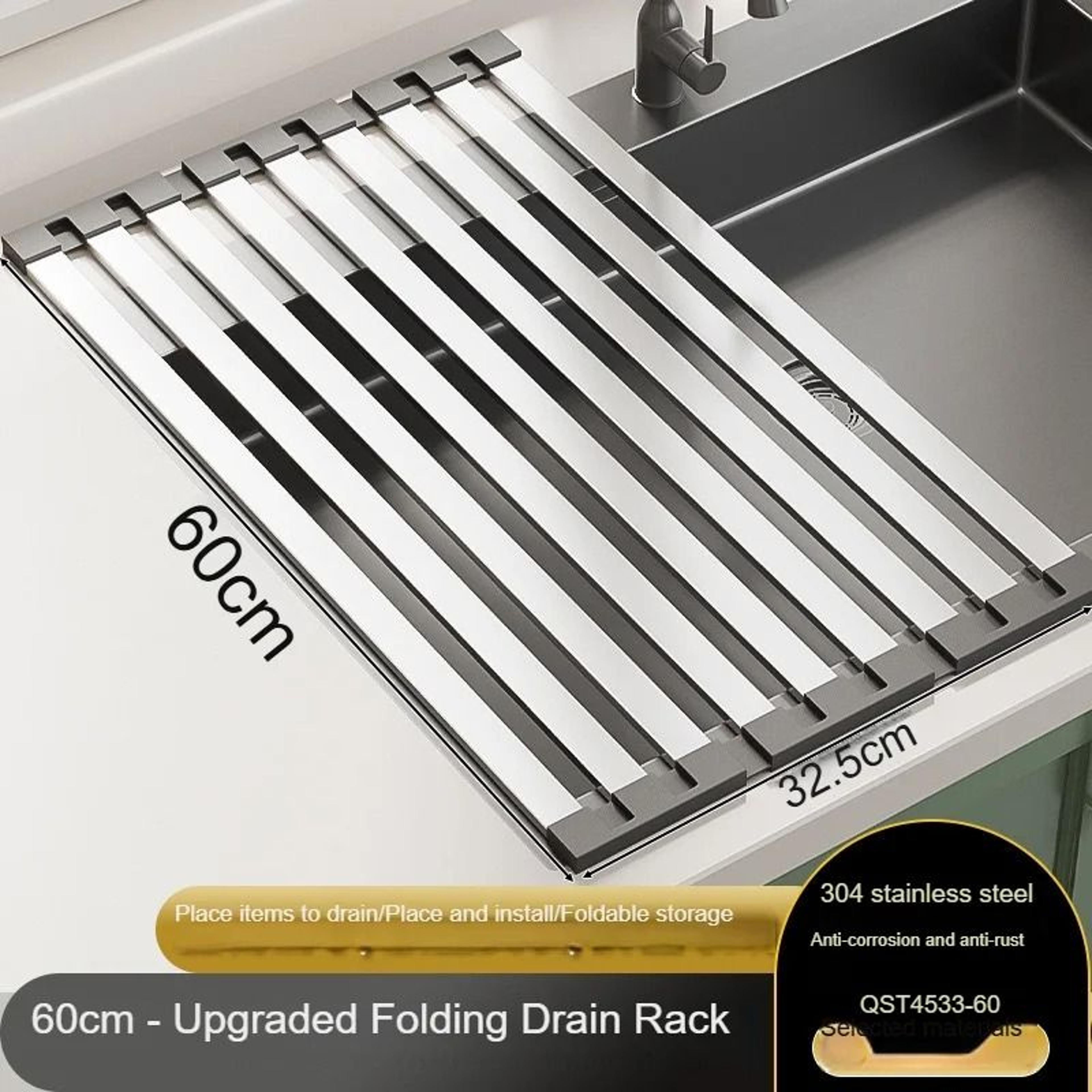 304 Stainless Steel Sink Drain Rack  Foldable Telescopic Dish Rack  Kitchen Drain Basket 10