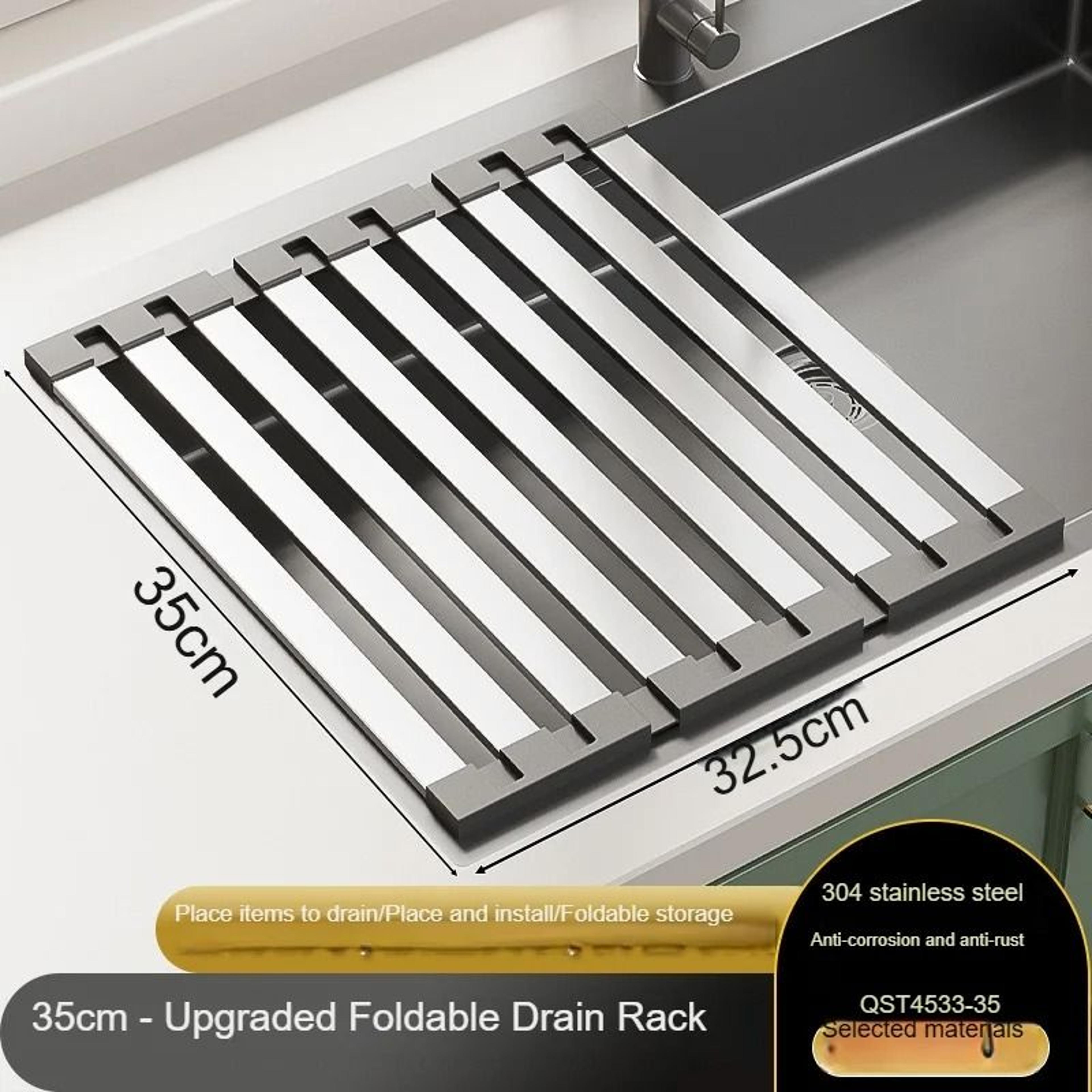 304 Stainless Steel Sink Drain Rack  Foldable Telescopic Dish Rack  Kitchen Drain Basket 6
