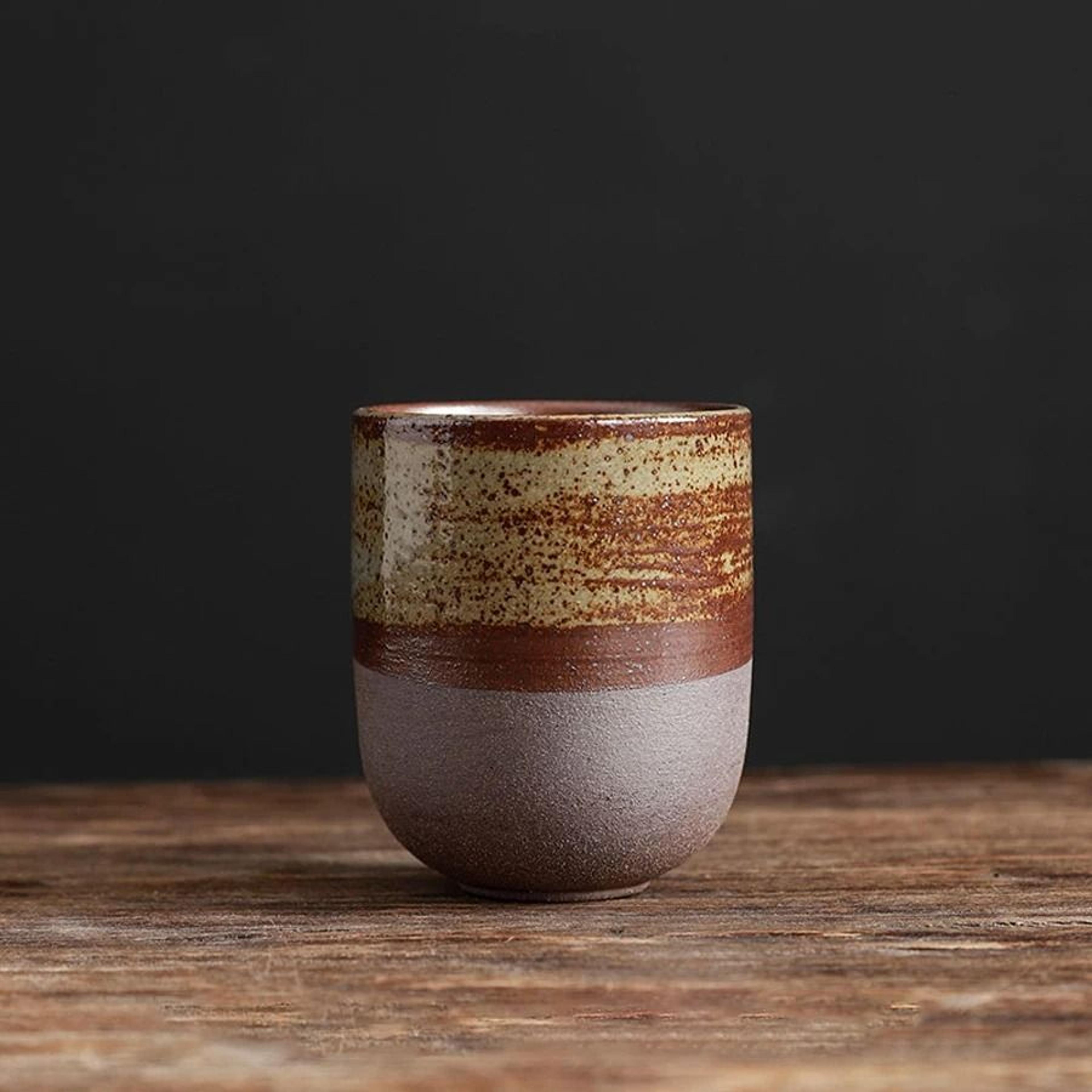 Vintage Japanese Stoneware Cup  Handcrafted Porcelain Kung Fu Tea  Sake Mug 11